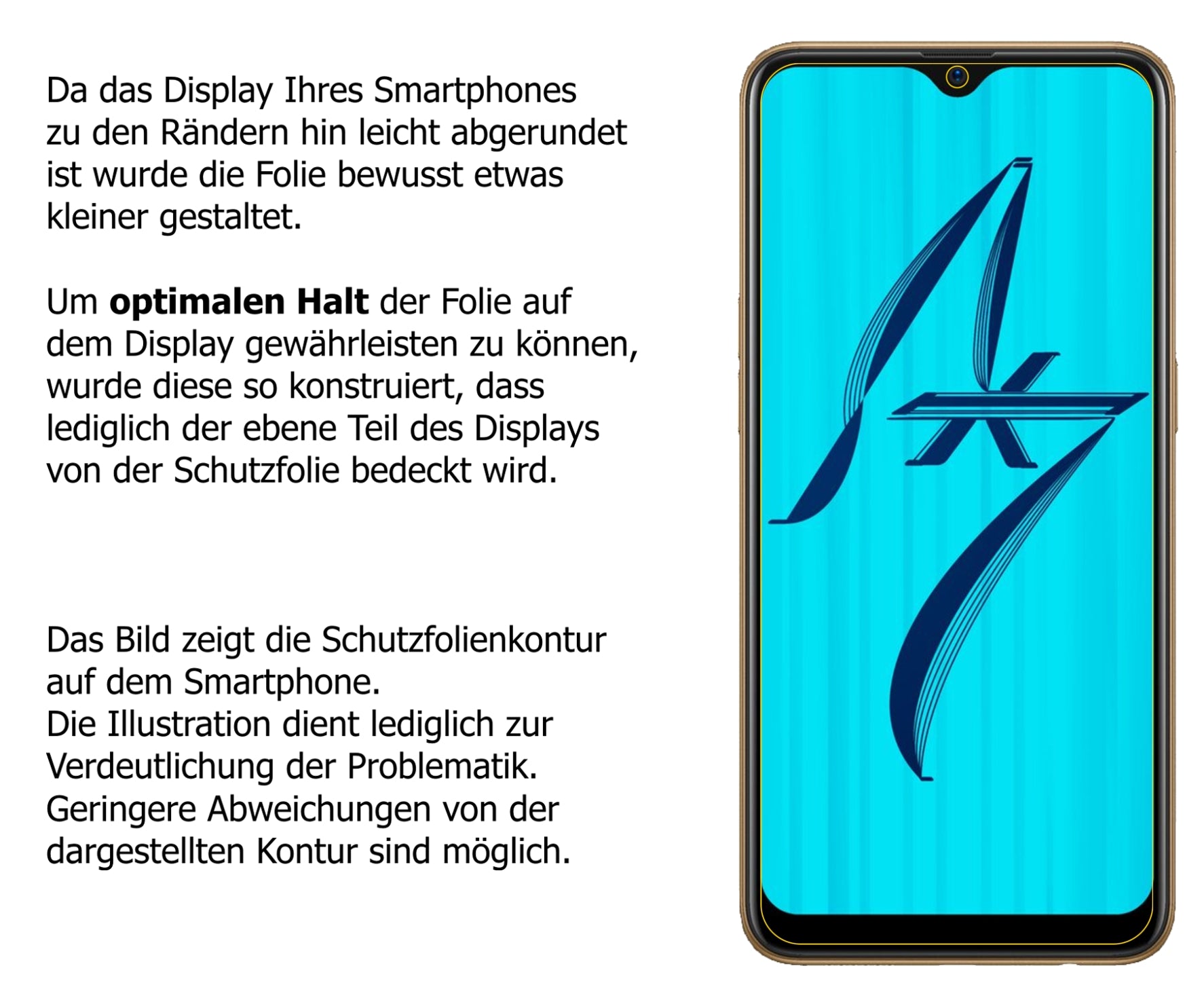 Schutzfolie mit optimaler Passform, zur Verwendung mit Hüllen geeignet