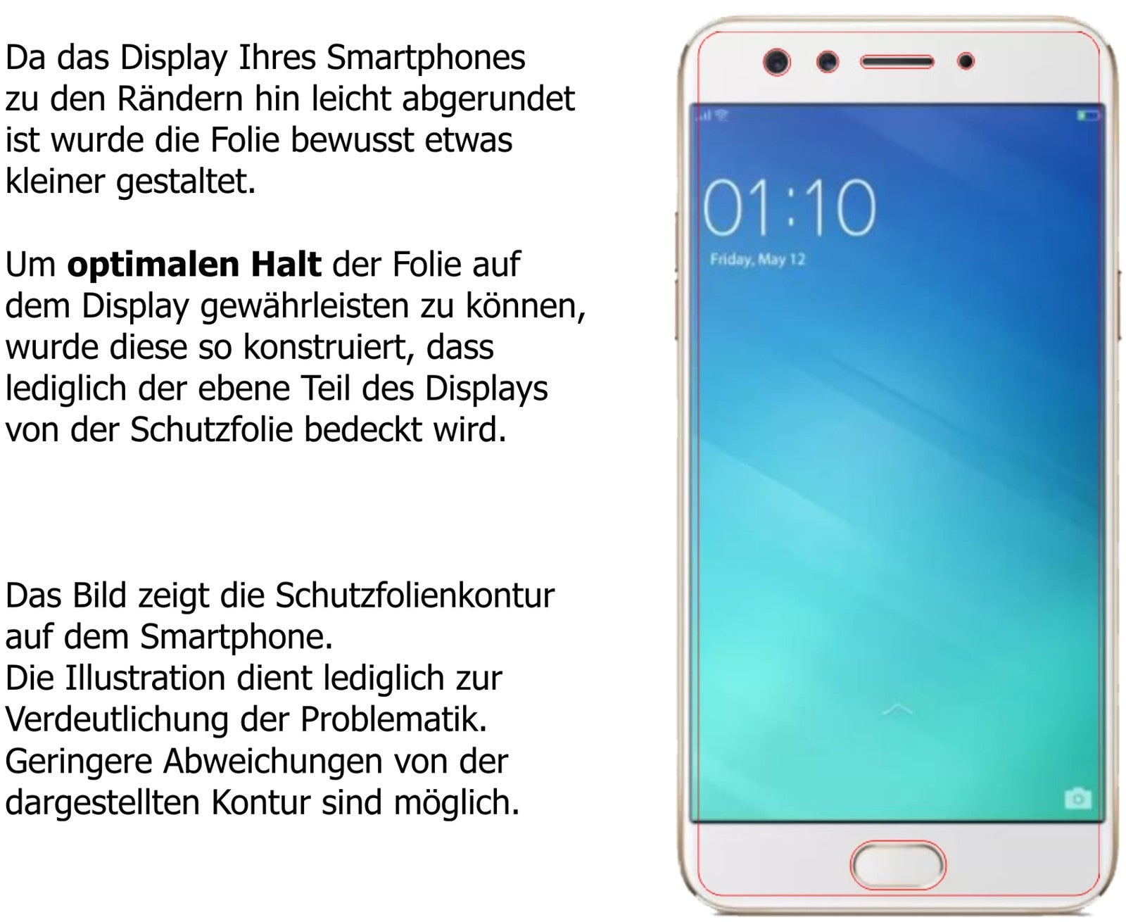 Dünne und klare Folie passend zugeschnitten für Oppo F3