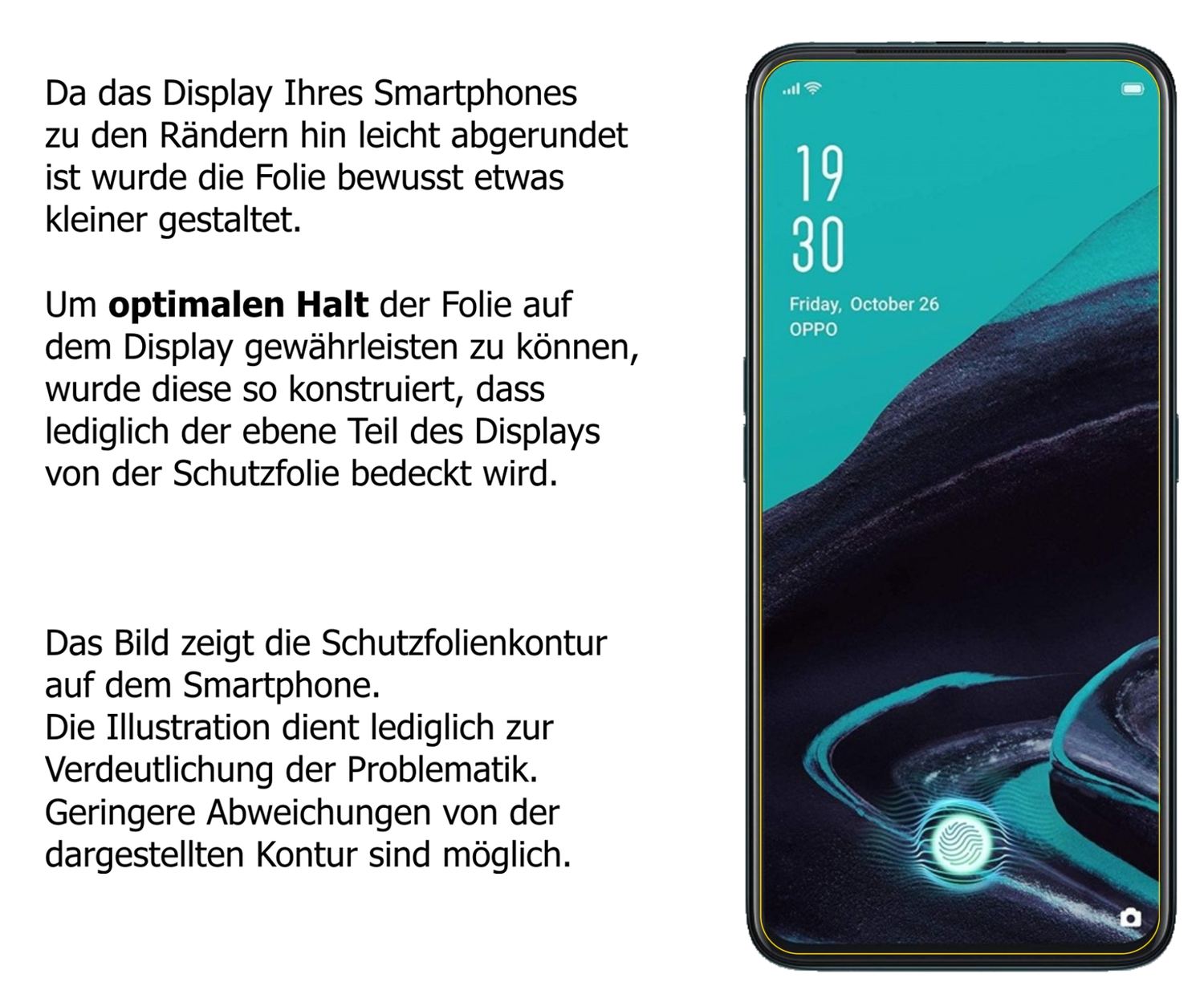 Schutzfolie mit optimaler Passform, zur Verwendung mit Hüllen geeignet