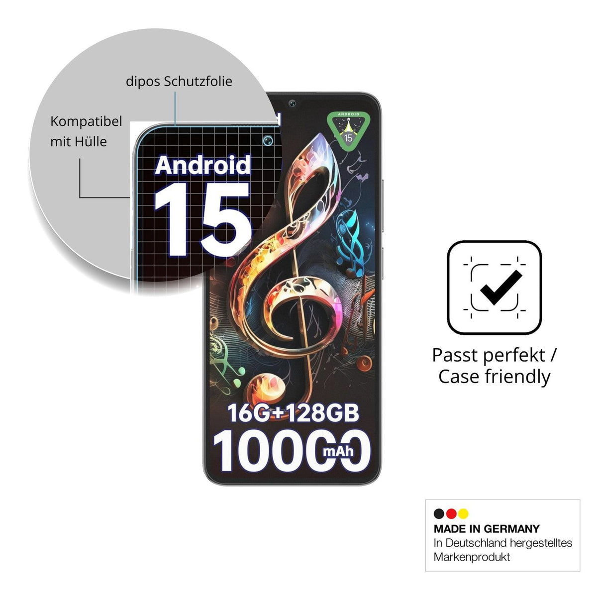 Schutzfolie mit optimaler Passform, zur Verwendung mit Hüllen geeignet