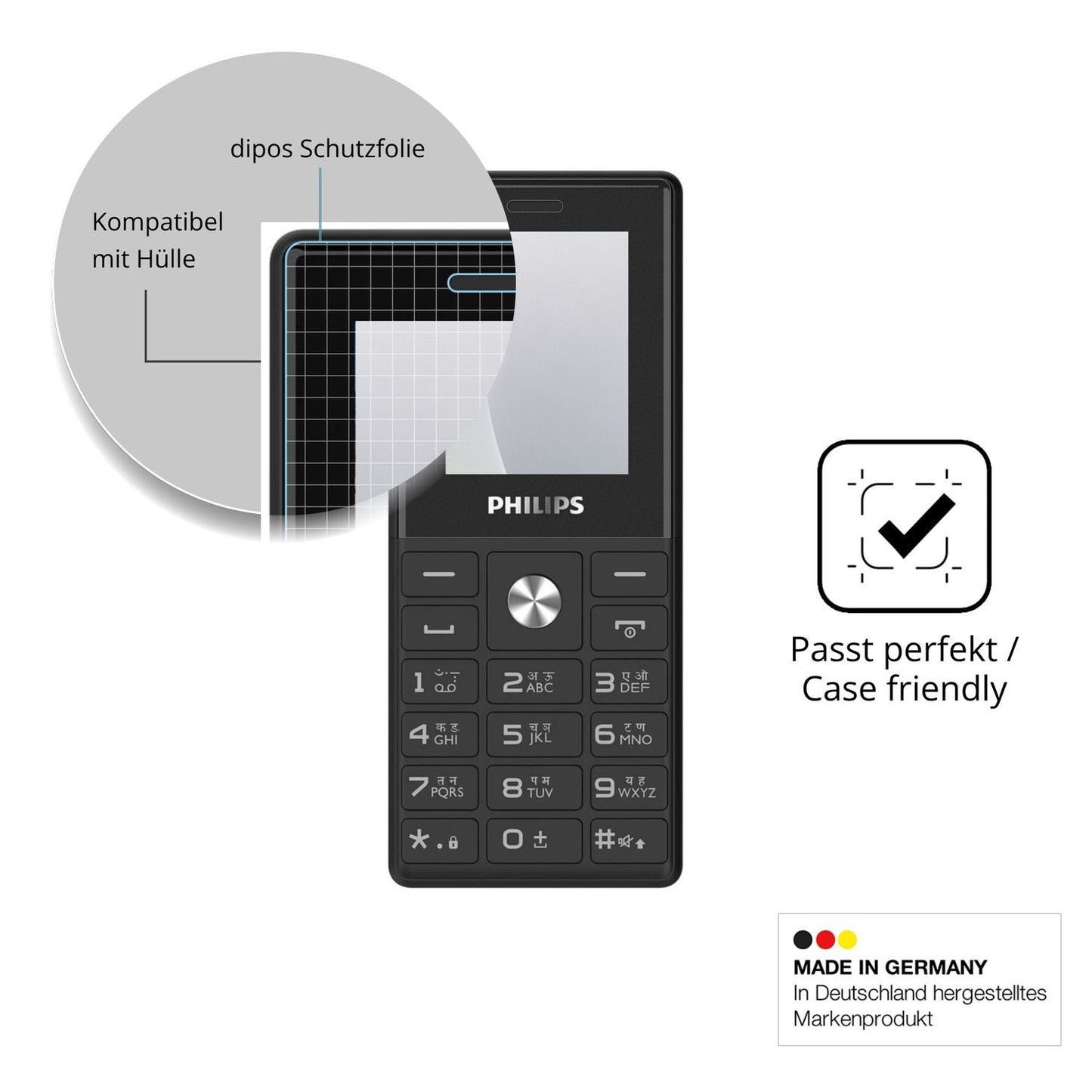 Schutzfolie mit optimaler Passform, zur Verwendung mit Hüllen geeignet