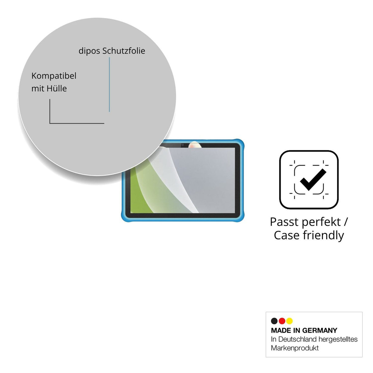 Schutzfolie mit optimaler Passform, zur Verwendung mit Hüllen geeignet