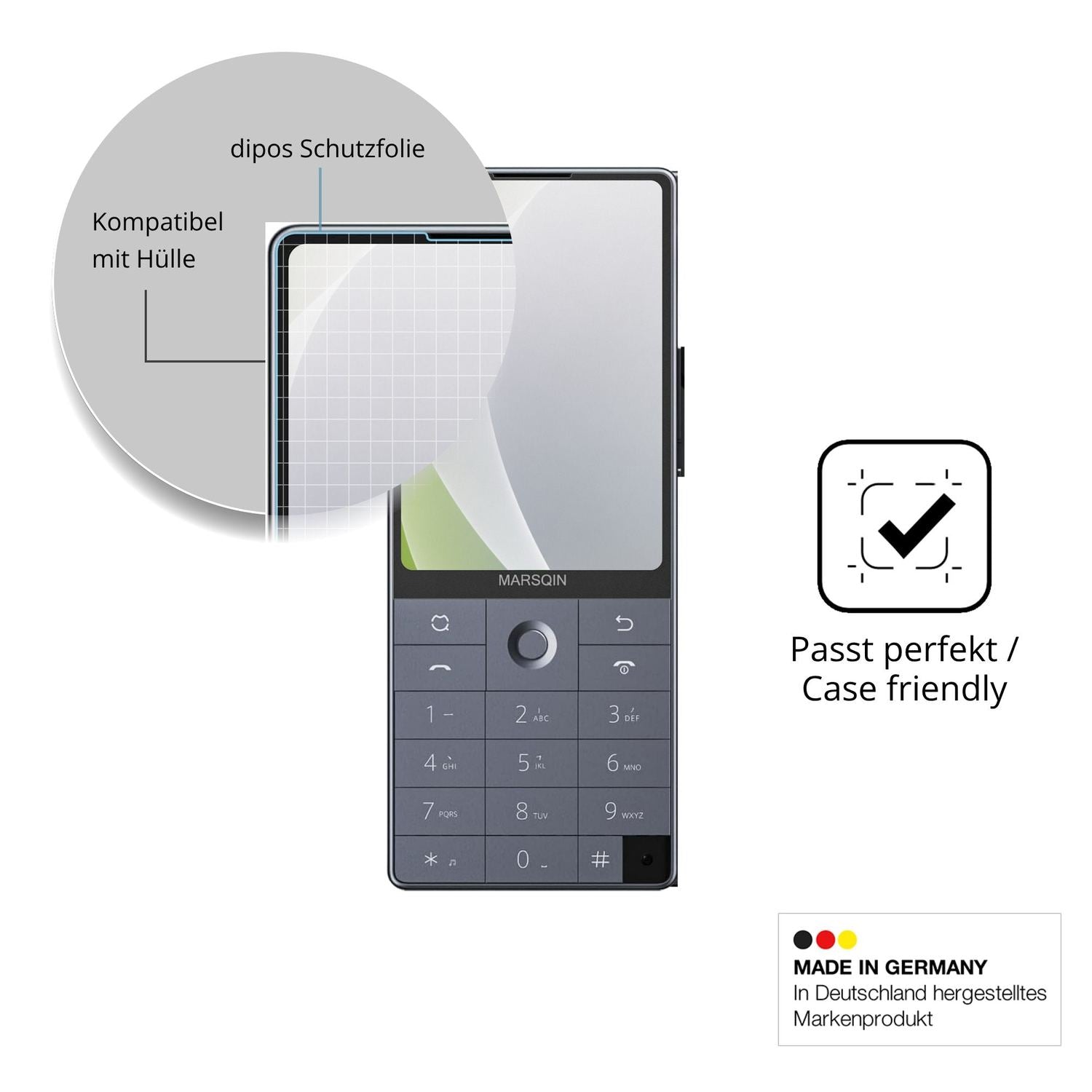 Schutzfolie mit optimaler Passform, zur Verwendung mit Hüllen geeignet
