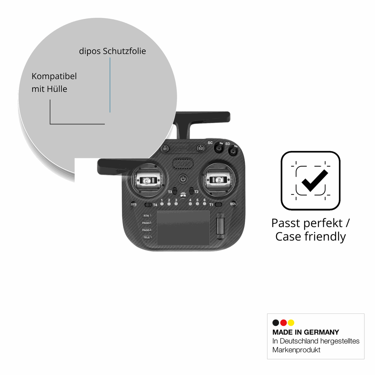 Schutzfolie mit optimaler Passform, zur Verwendung mit H�llen geeignet