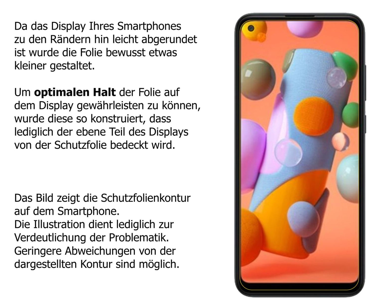 Schutzfolie mit optimaler Passform, zur Verwendung mit Hüllen geeignet