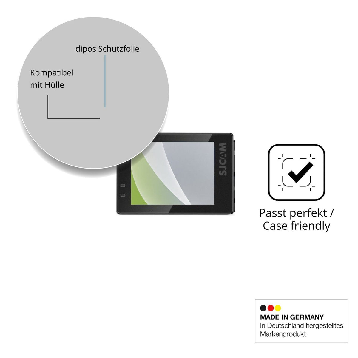 Schutzfolie mit optimaler Passform, zur Verwendung mit Hüllen geeignet
