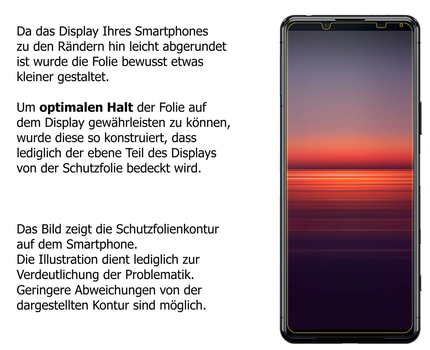 Schutzfolie mit optimaler Passform, zur Verwendung mit Hüllen geeignet