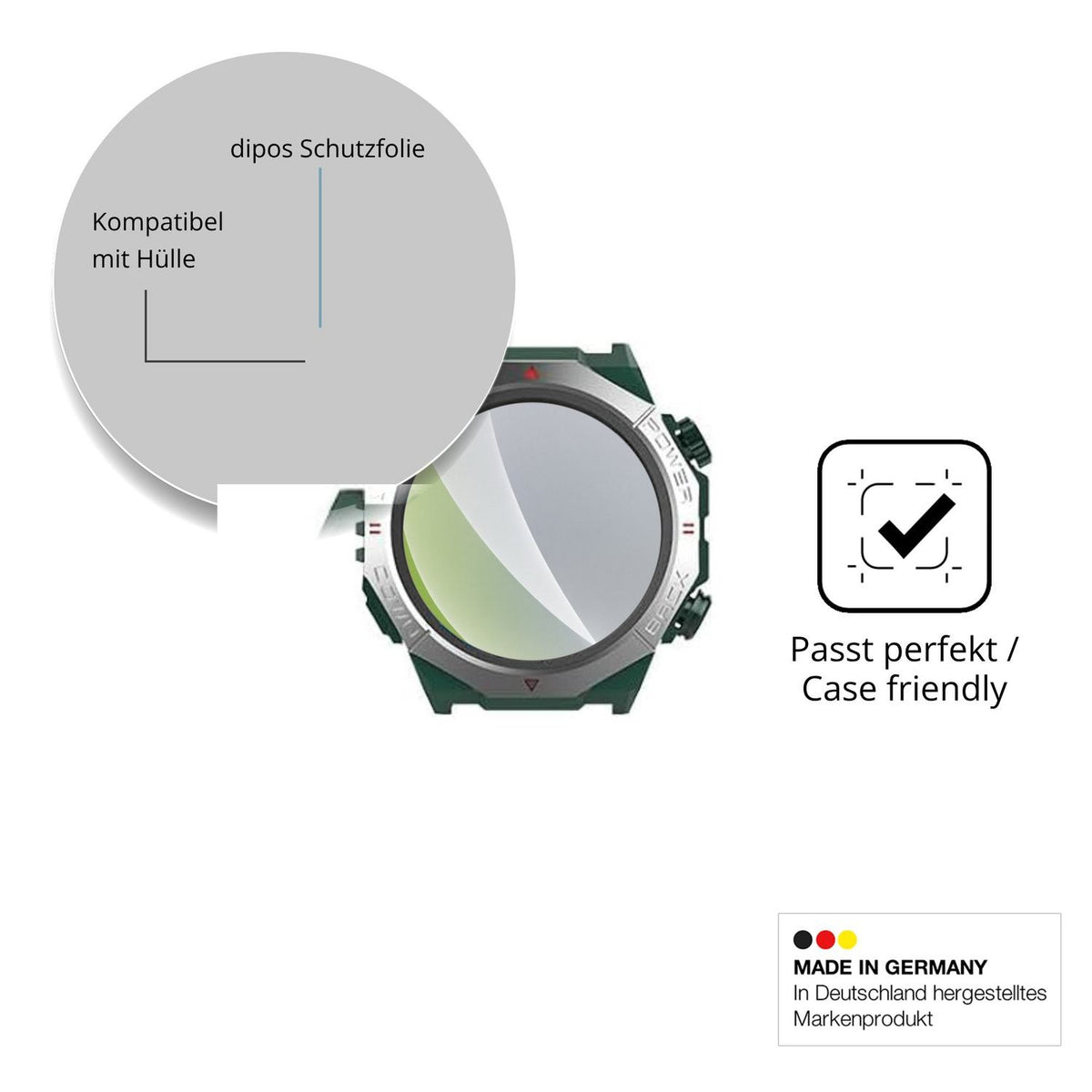 Schutzfolie mit optimaler Passform, zur Verwendung mit Hüllen geeignet