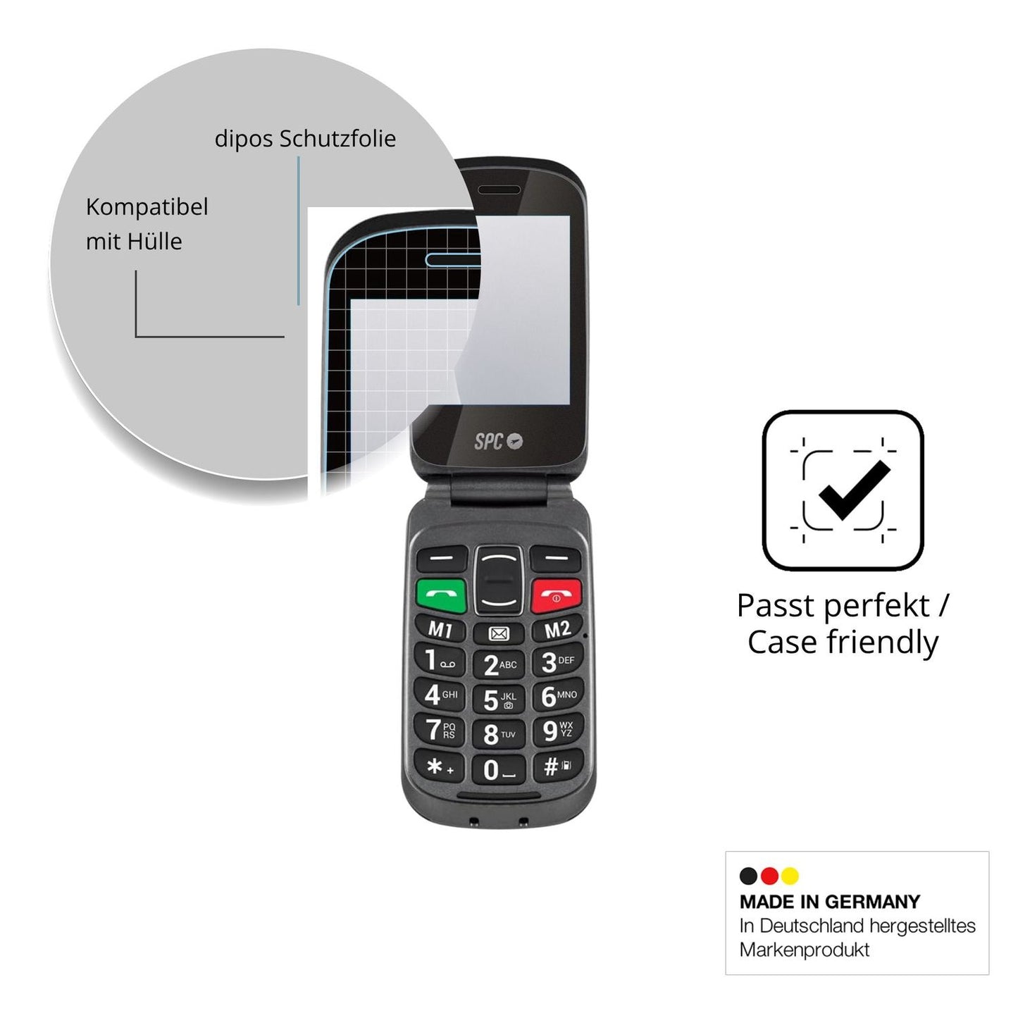 Schutzfolie mit optimaler Passform, zur Verwendung mit Hüllen geeignet