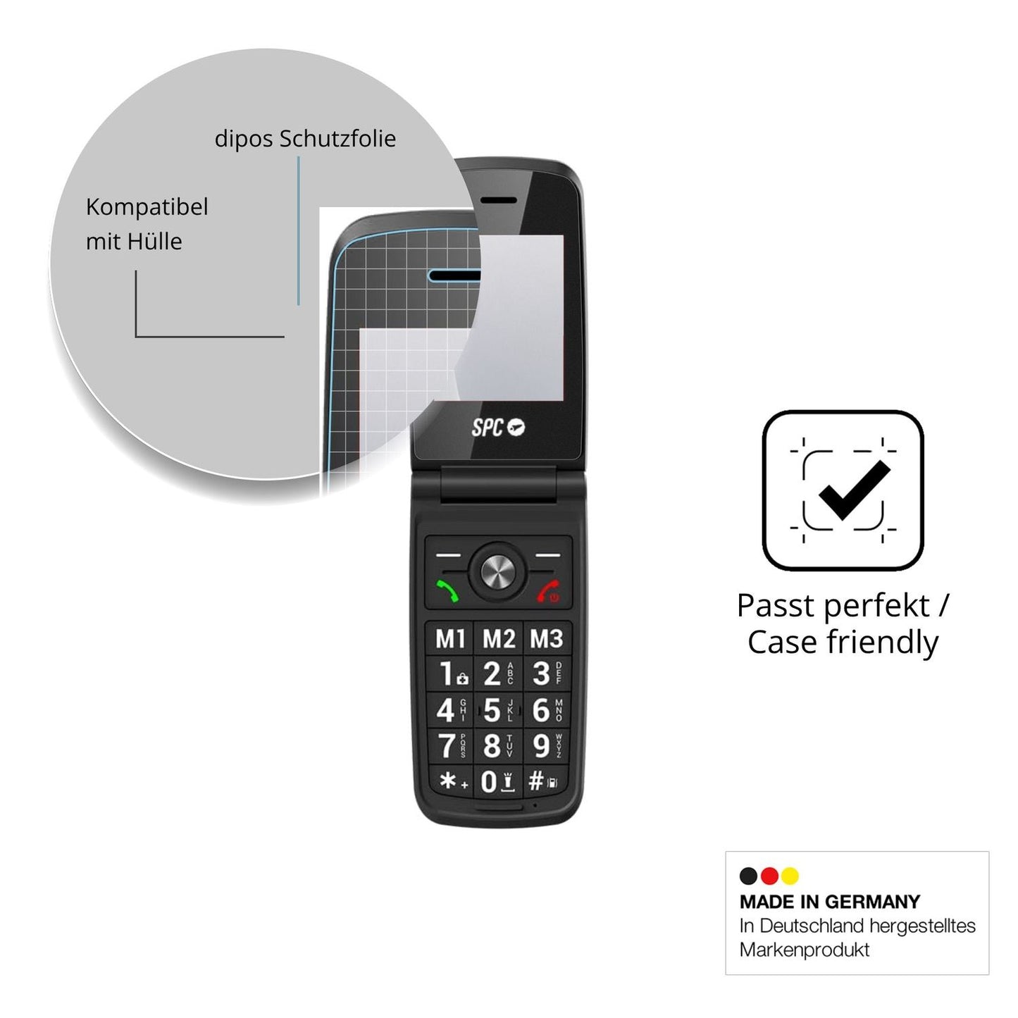 Schutzfolie mit optimaler Passform, zur Verwendung mit Hüllen geeignet