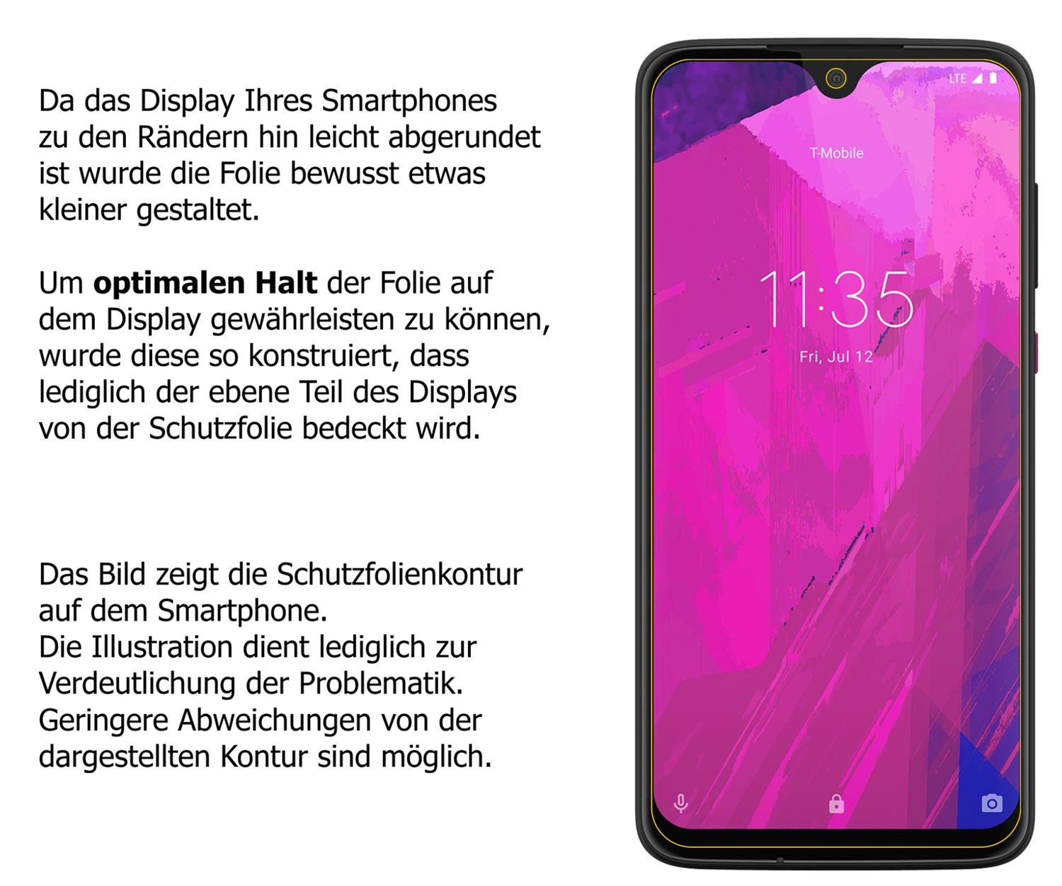 Schutzfolie mit optimaler Passform, zur Verwendung mit Hüllen geeignet