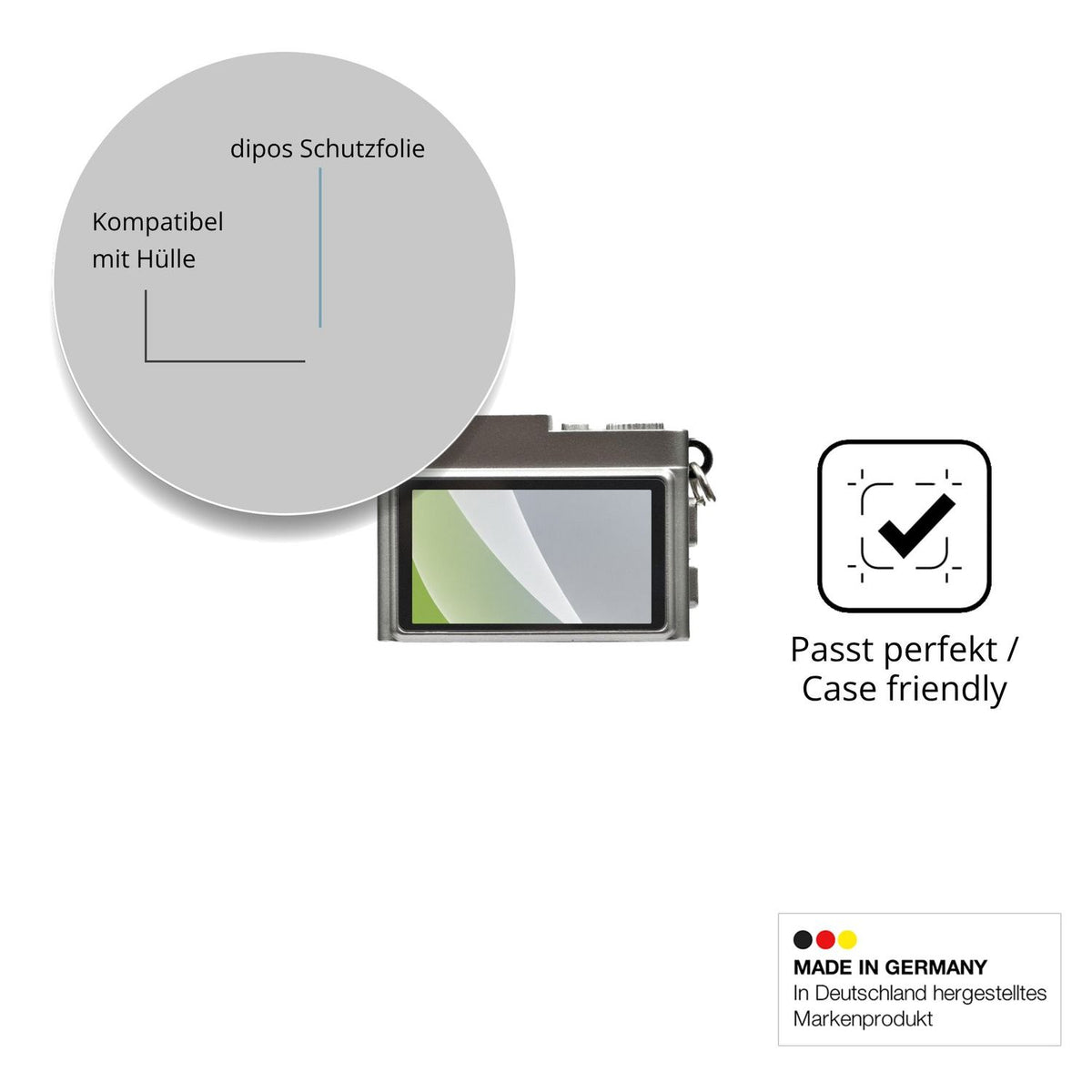 Schutzfolie mit optimaler Passform, zur Verwendung mit Hüllen geeignet