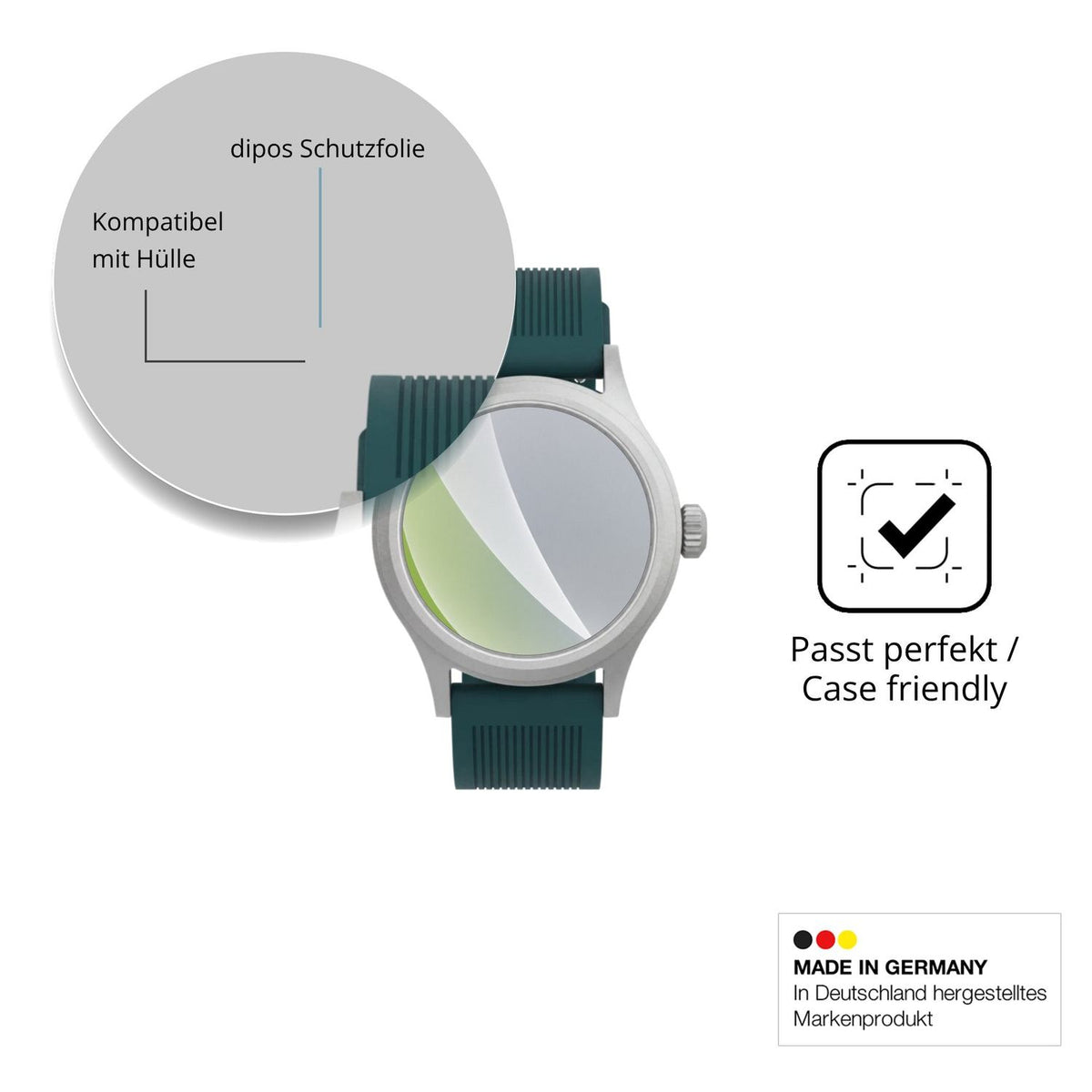 Schutzfolie mit optimaler Passform, zur Verwendung mit Hüllen geeignet