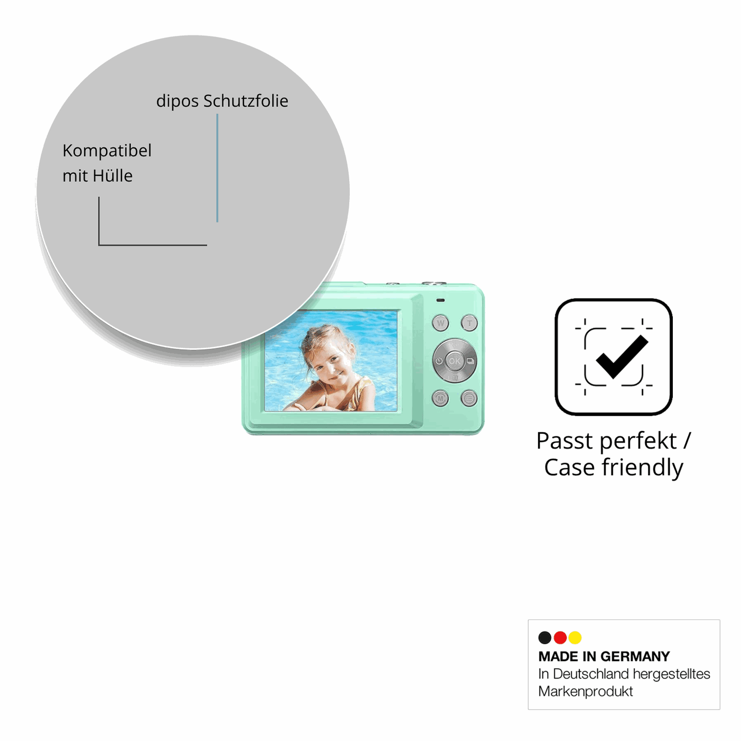 Schutzfolie mit optimaler Passform, zur Verwendung mit Hüllen geeignet