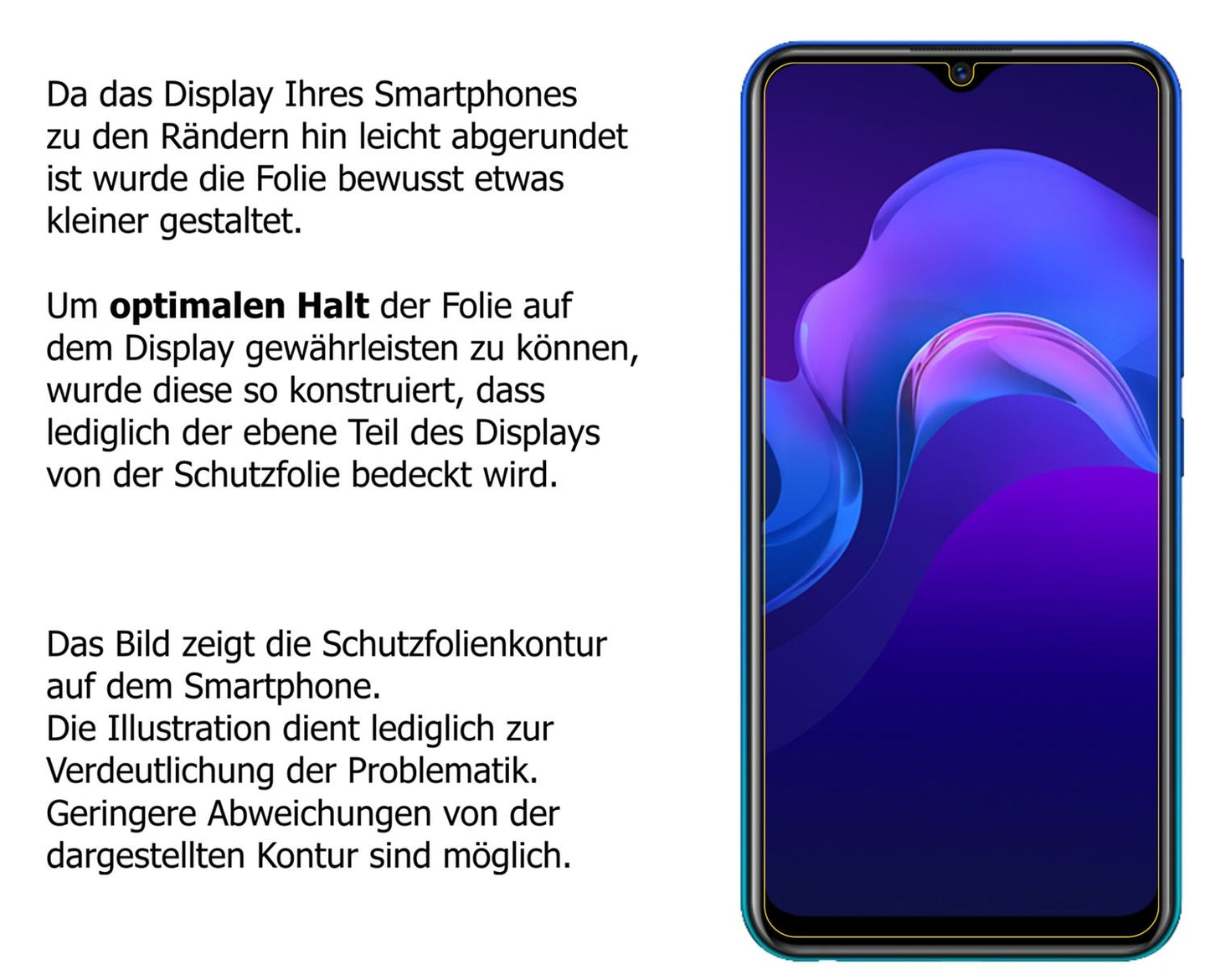 Schutzfolie mit optimaler Passform, zur Verwendung mit Hüllen geeignet