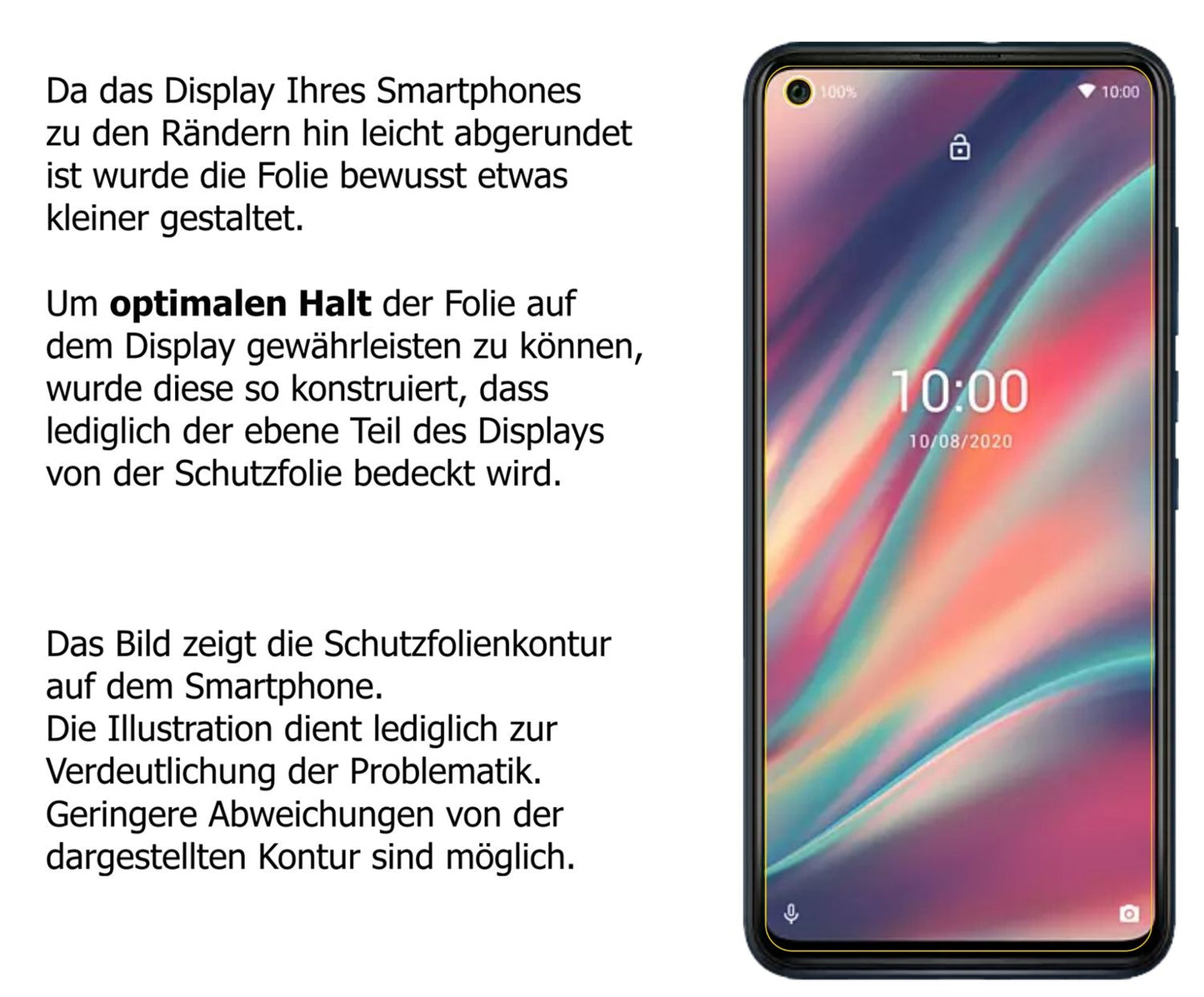 Schutzfolie mit optimaler Passform, zur Verwendung mit Hüllen geeignet