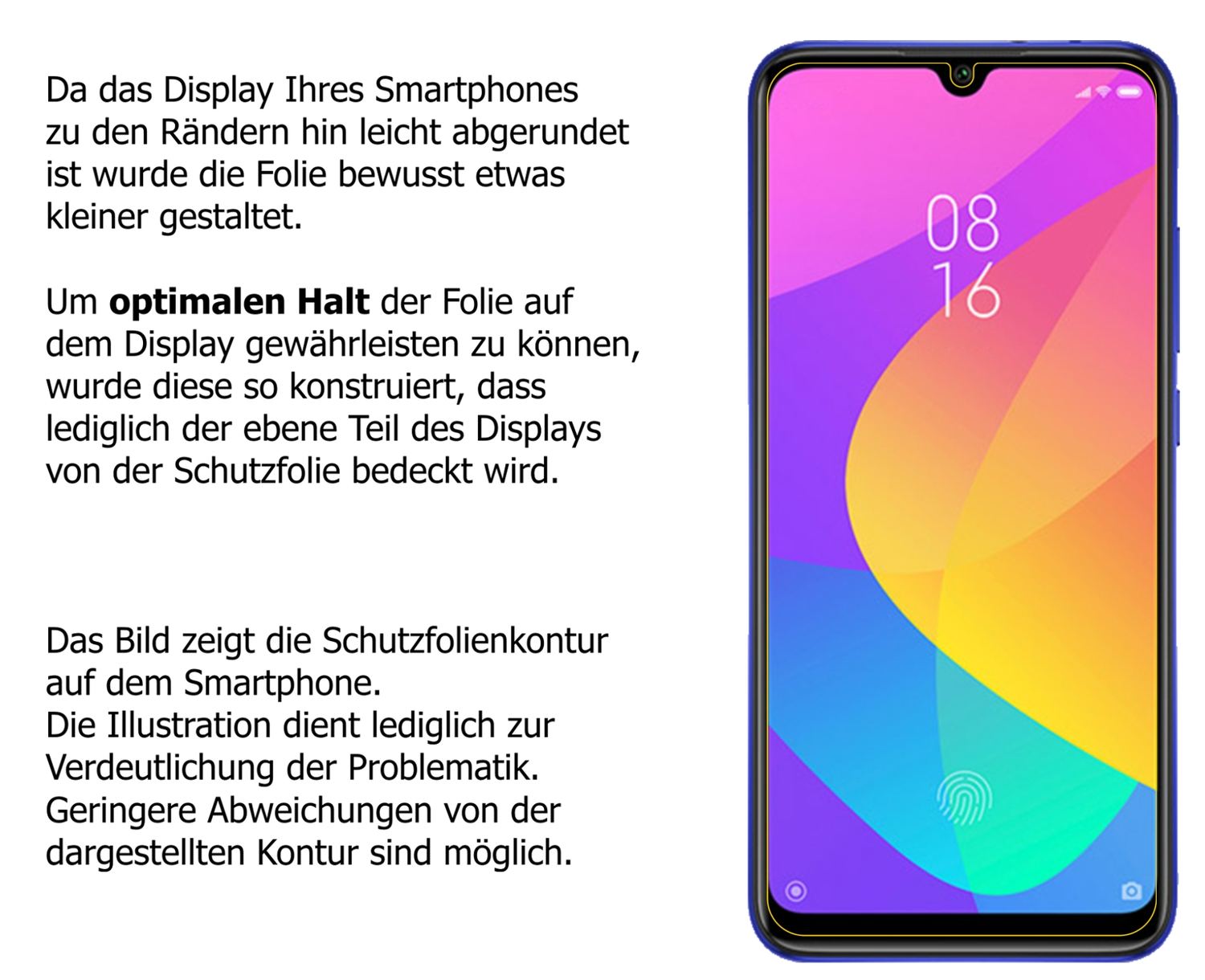 Schutzfolie mit optimaler Passform, zur Verwendung mit Hüllen geeignet