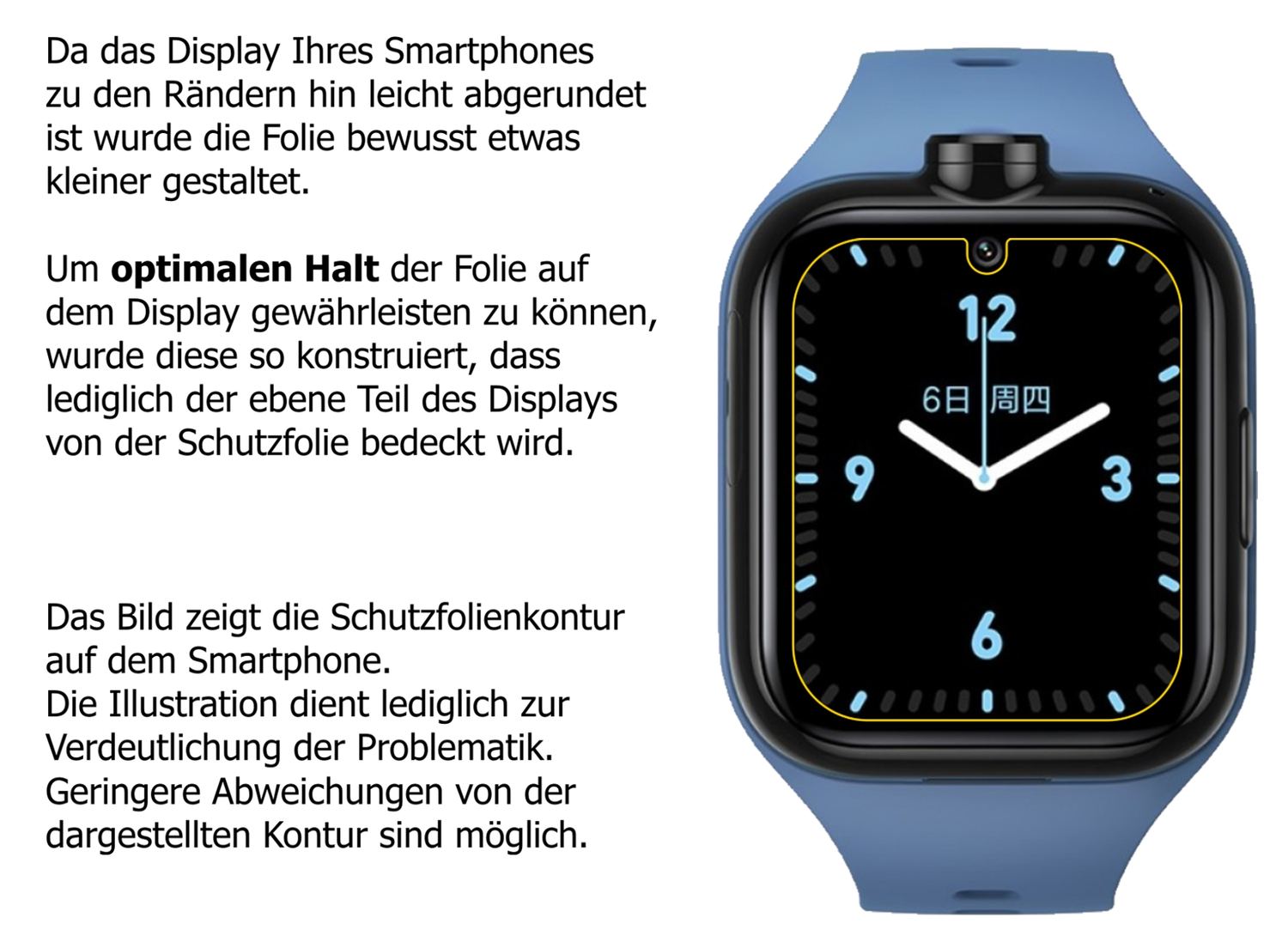 Schutzfolie mit optimaler Passform, zur Verwendung mit Hüllen geeignet