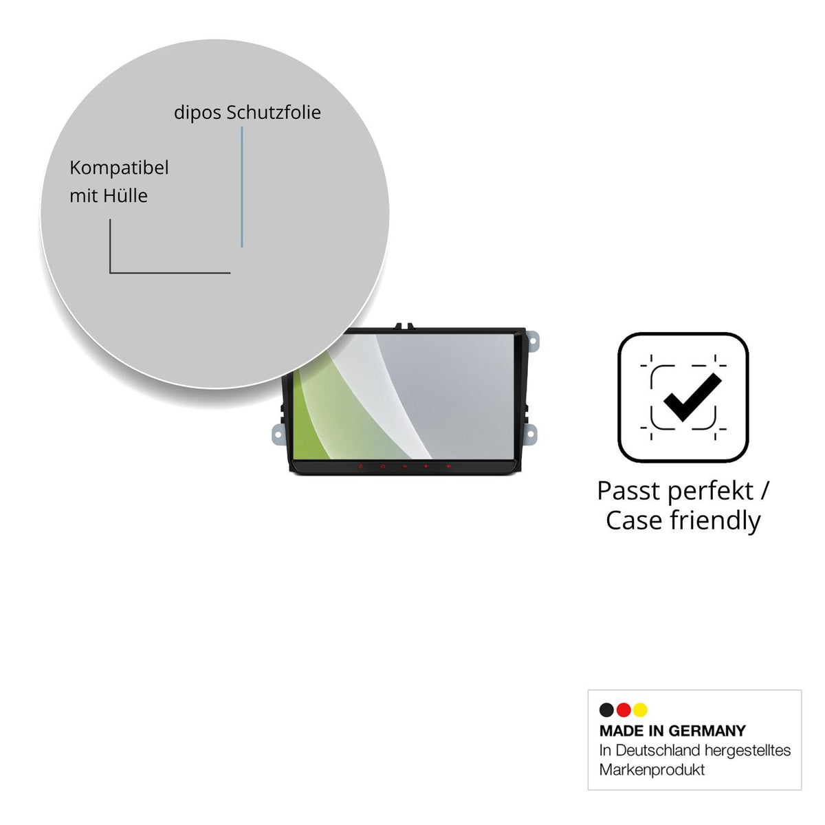 Schutzfolie mit optimaler Passform, zur Verwendung mit Hüllen geeignet