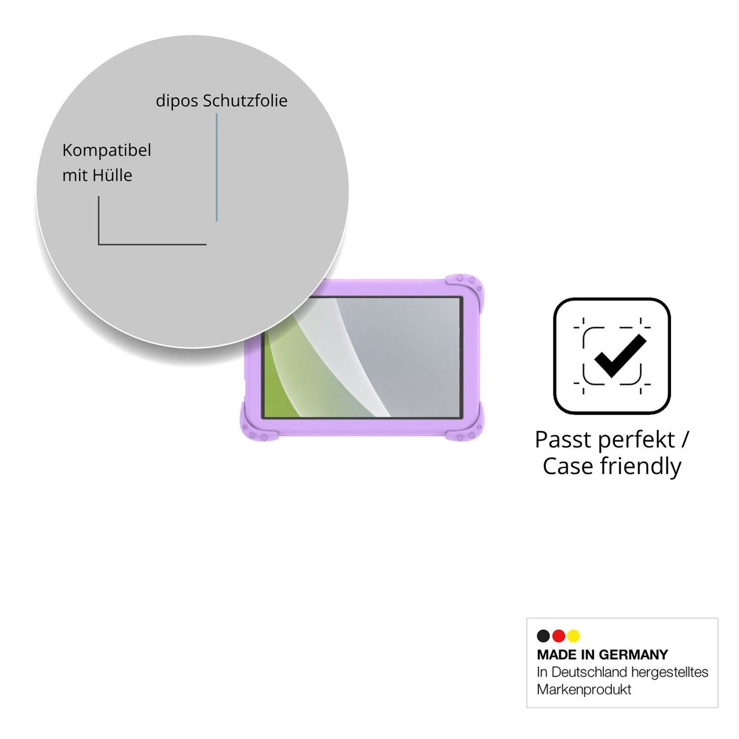 Schutzfolie mit optimaler Passform, zur Verwendung mit Hüllen geeignet