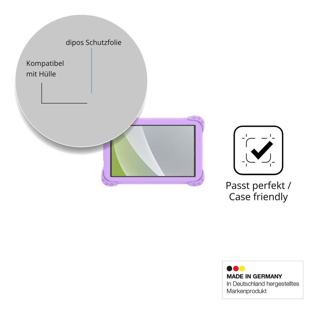 Schutzfolie mit optimaler Passform, zur Verwendung mit Hüllen geeignet