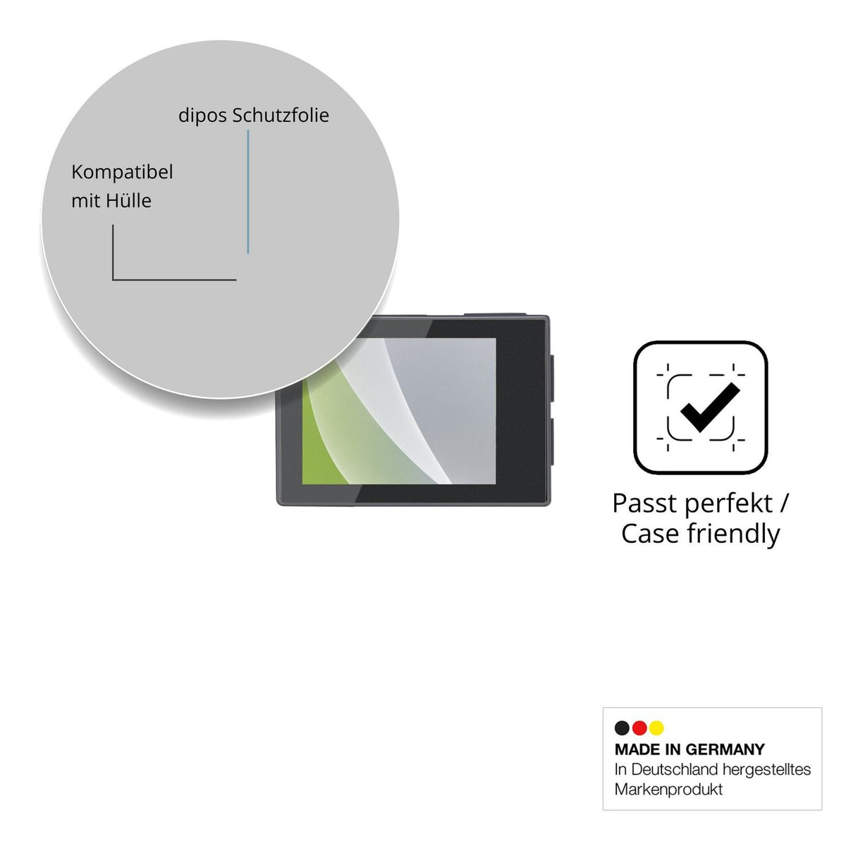 Schutzfolie mit optimaler Passform, zur Verwendung mit Hüllen geeignet