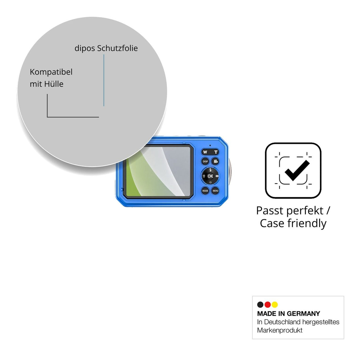 Schutzfolie mit optimaler Passform, zur Verwendung mit Hüllen geeignet