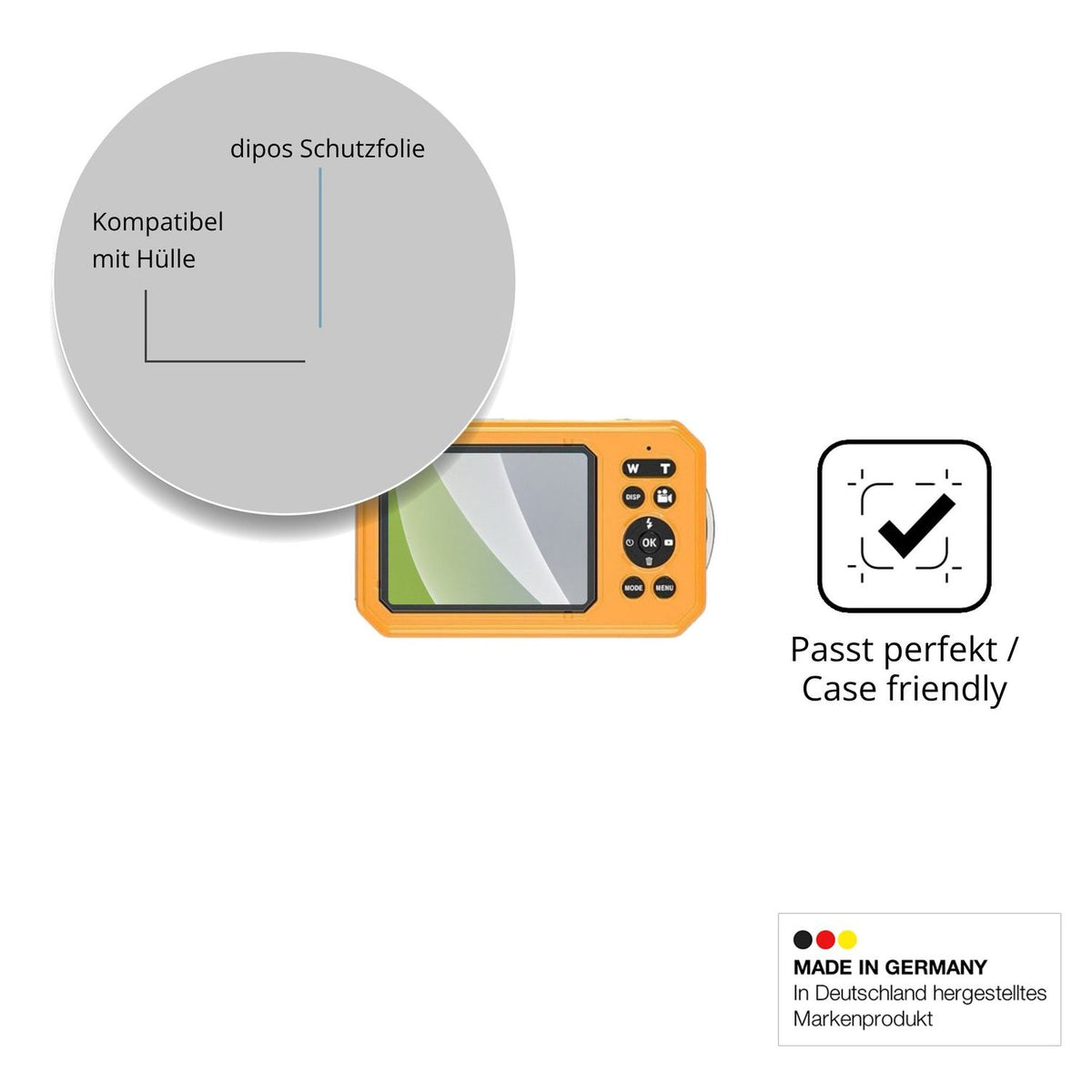 Schutzfolie mit optimaler Passform, zur Verwendung mit Hüllen geeignet