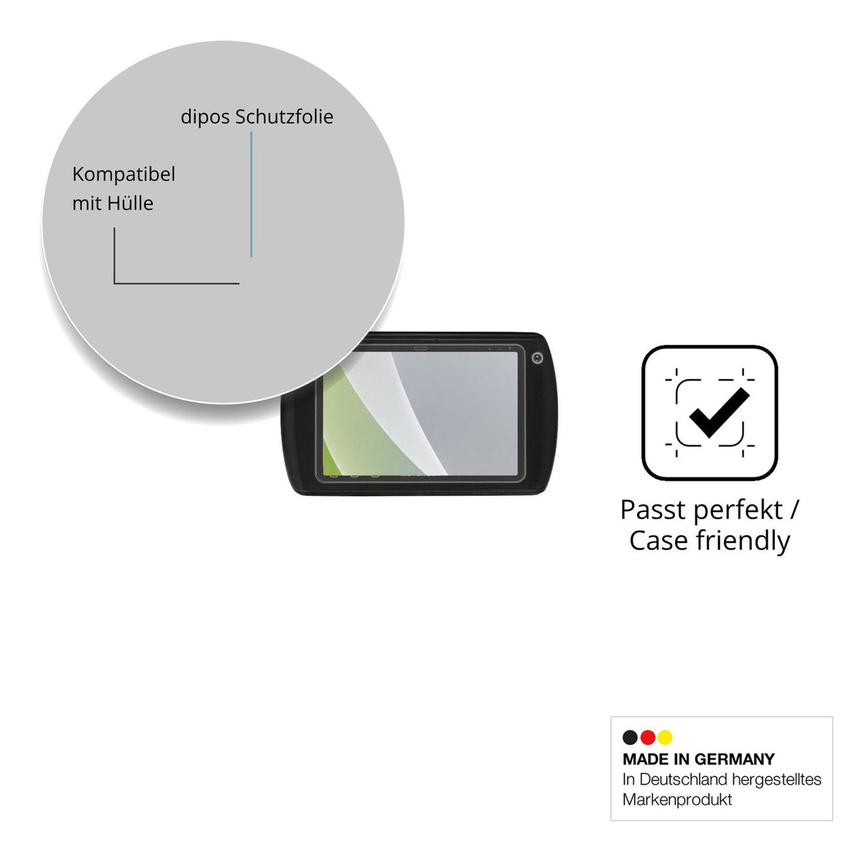 Schutzfolie mit optimaler Passform, zur Verwendung mit Hüllen geeignet