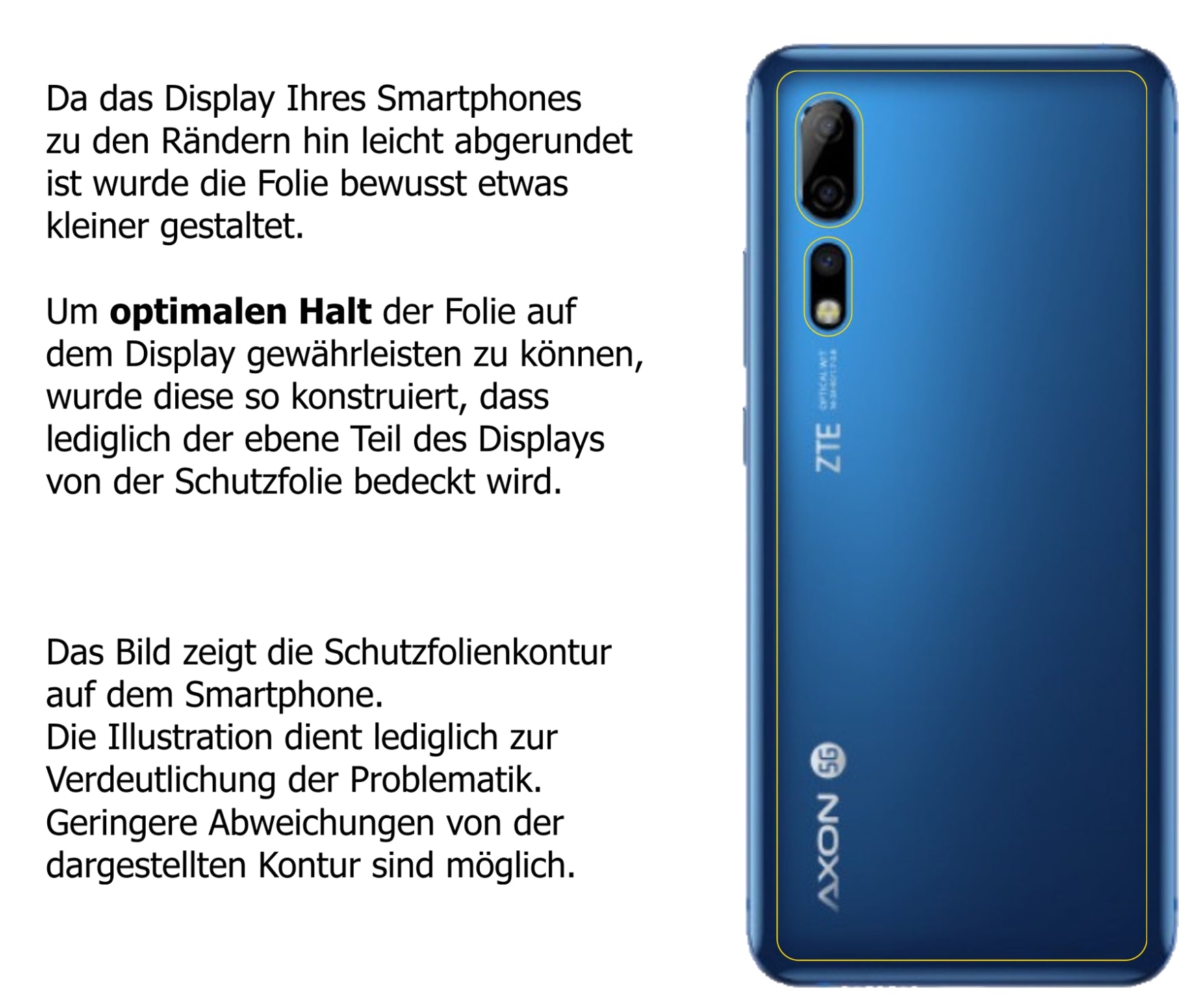 Schutzfolie mit optimaler Passform, zur Verwendung mit Hüllen geeignet