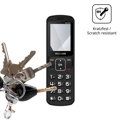 dipos Displayschutz für MaxCom Comfort MM34D 4G, transparente Oberfläche, perfekte Passform auch für die Rundungen