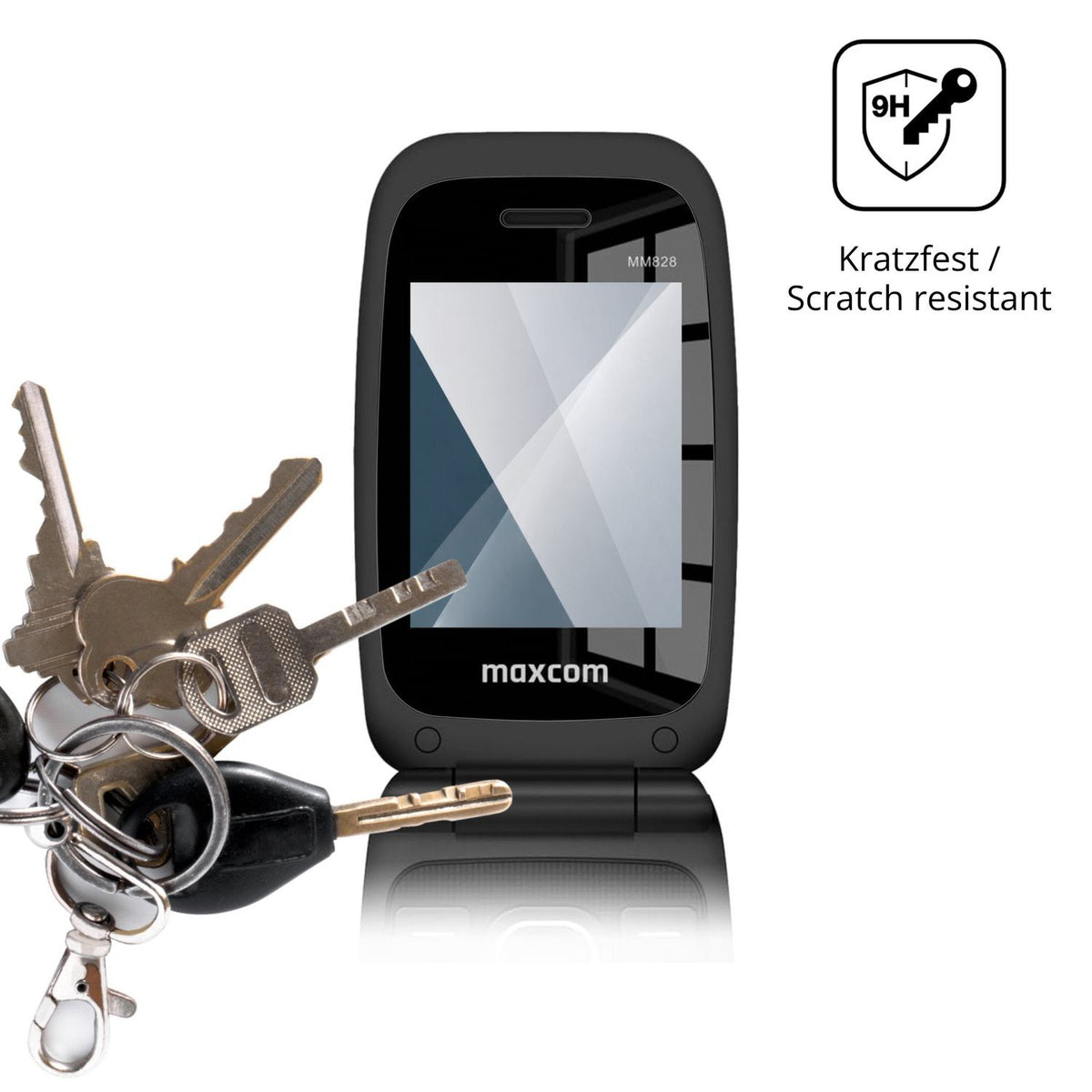 dipos Displayschutz für Maxcom MM828 Aussenseite, transparente Oberfläche, perfekte Passform auch für die Rundungen