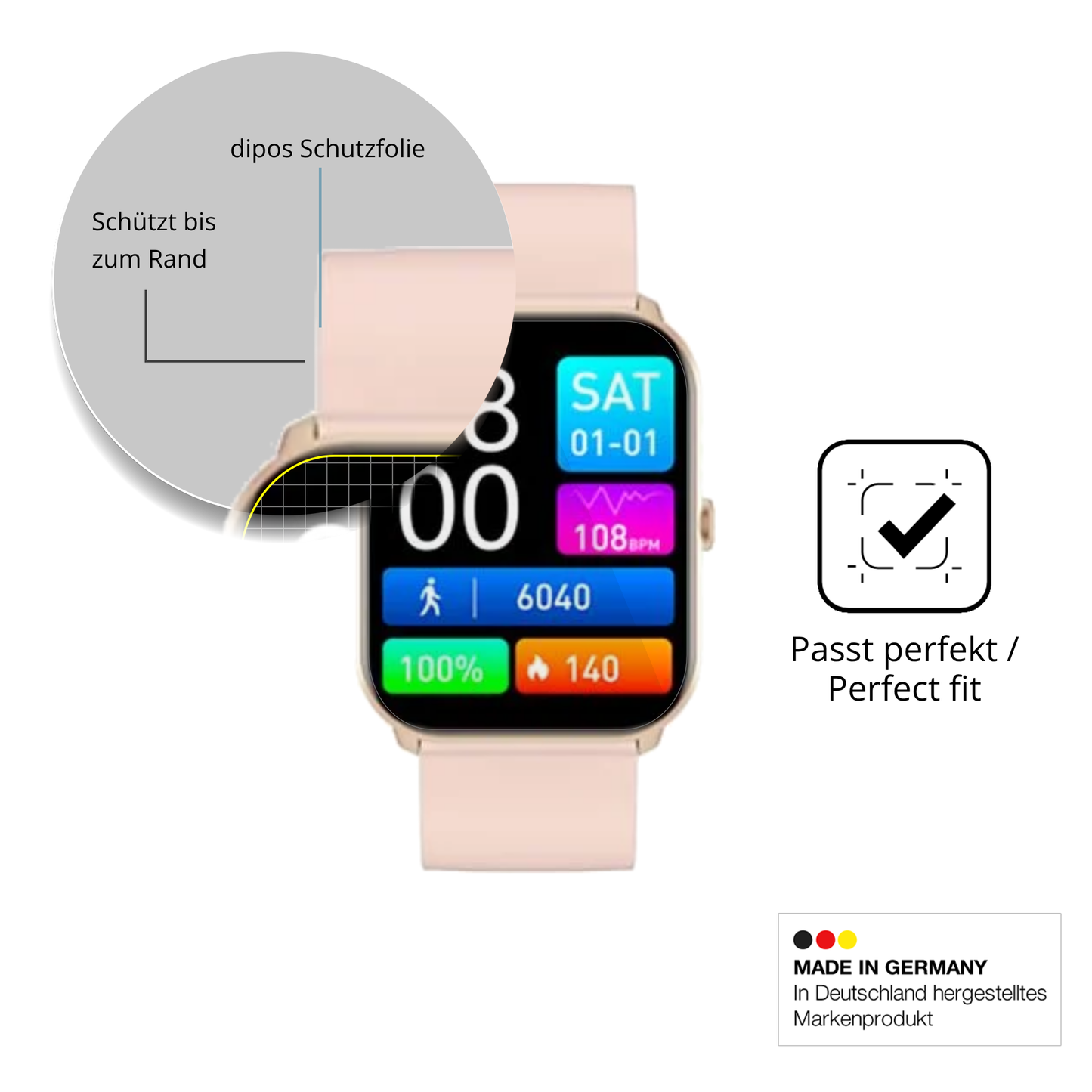 Schutzfolie mit optimaler Passform, zur Verwendung mit Hüllen geeignet