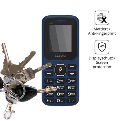 dipos Displayschutz für Maxvi C32, mattierte Oberfläche, Blickschutzfilter und perfekter Passform