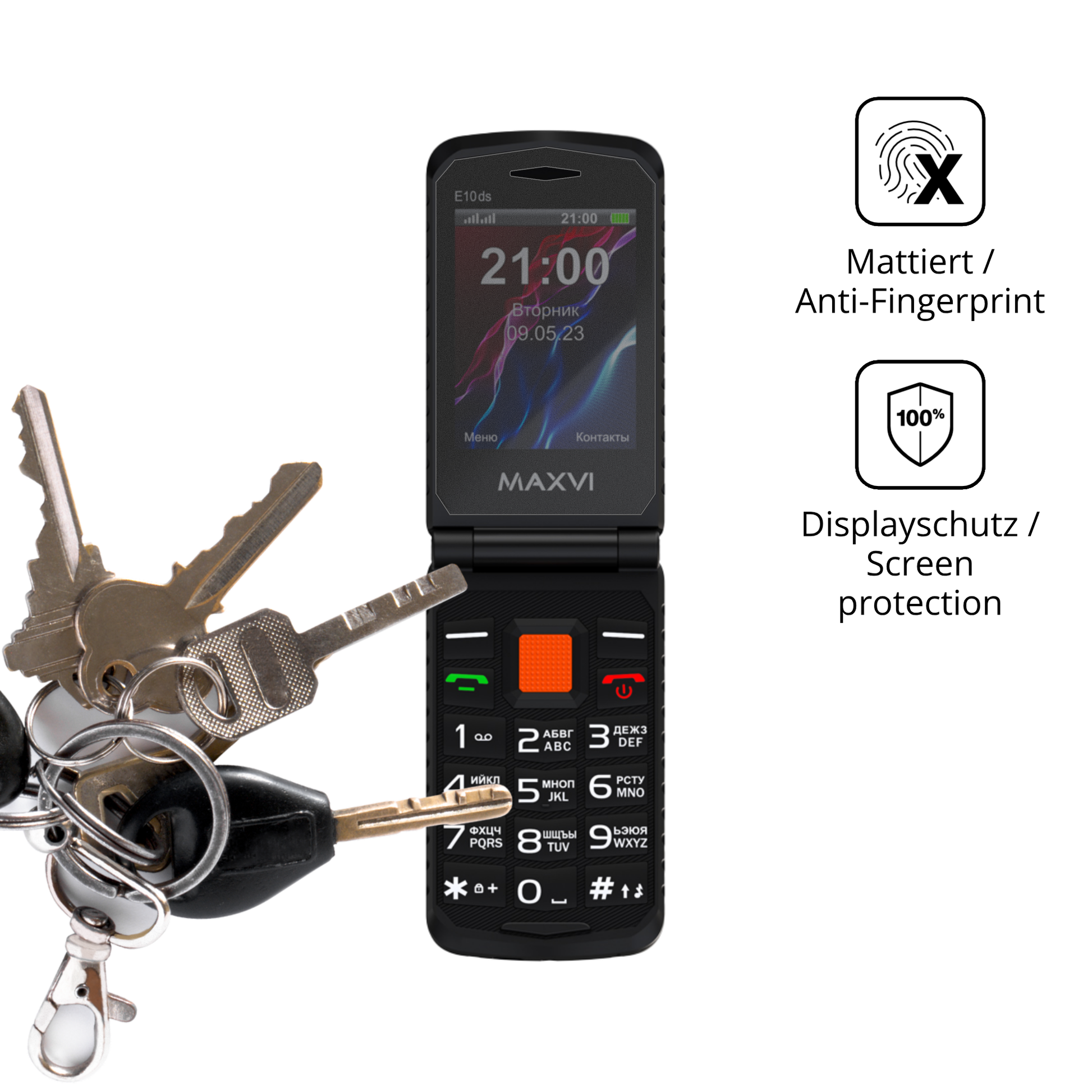dipos Displayschutz für Maxvi E10ds, mattierte Oberfläche, Blickschutzfilter und perfekter Passform
