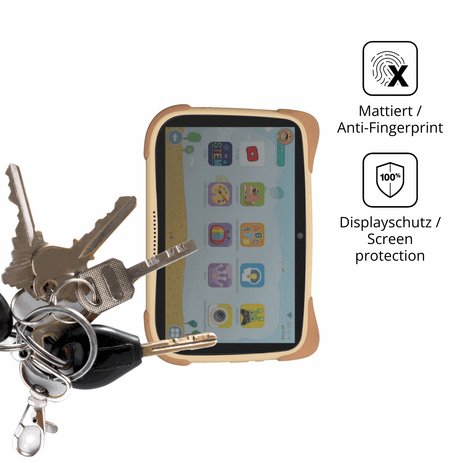 dipos Displayschutz für Mediacom Smart Kid 8, mattierte Oberfläche, Blickschutzfilter und perfekter Passform