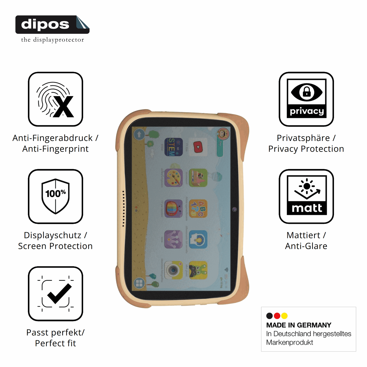 Privatsphäre-Schutz durch Sichtschutz-Folie passend zugeschnitten für Mediacom Smart Kid 8