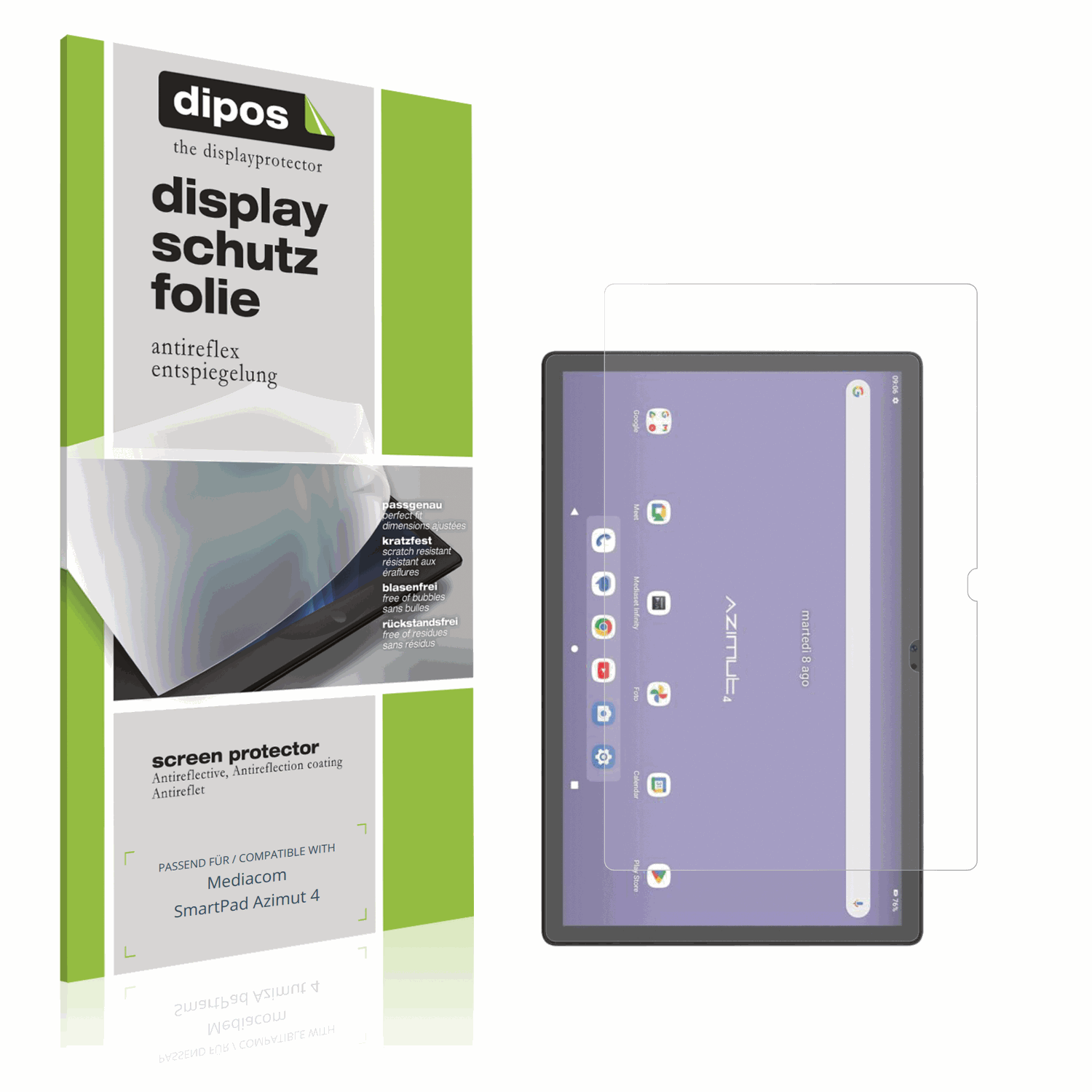 Matte Displayschutzfolie von dipos passend für Mediacom SmartPad Azimut 4, präziser Zuschnitt und blasenfrei montiert