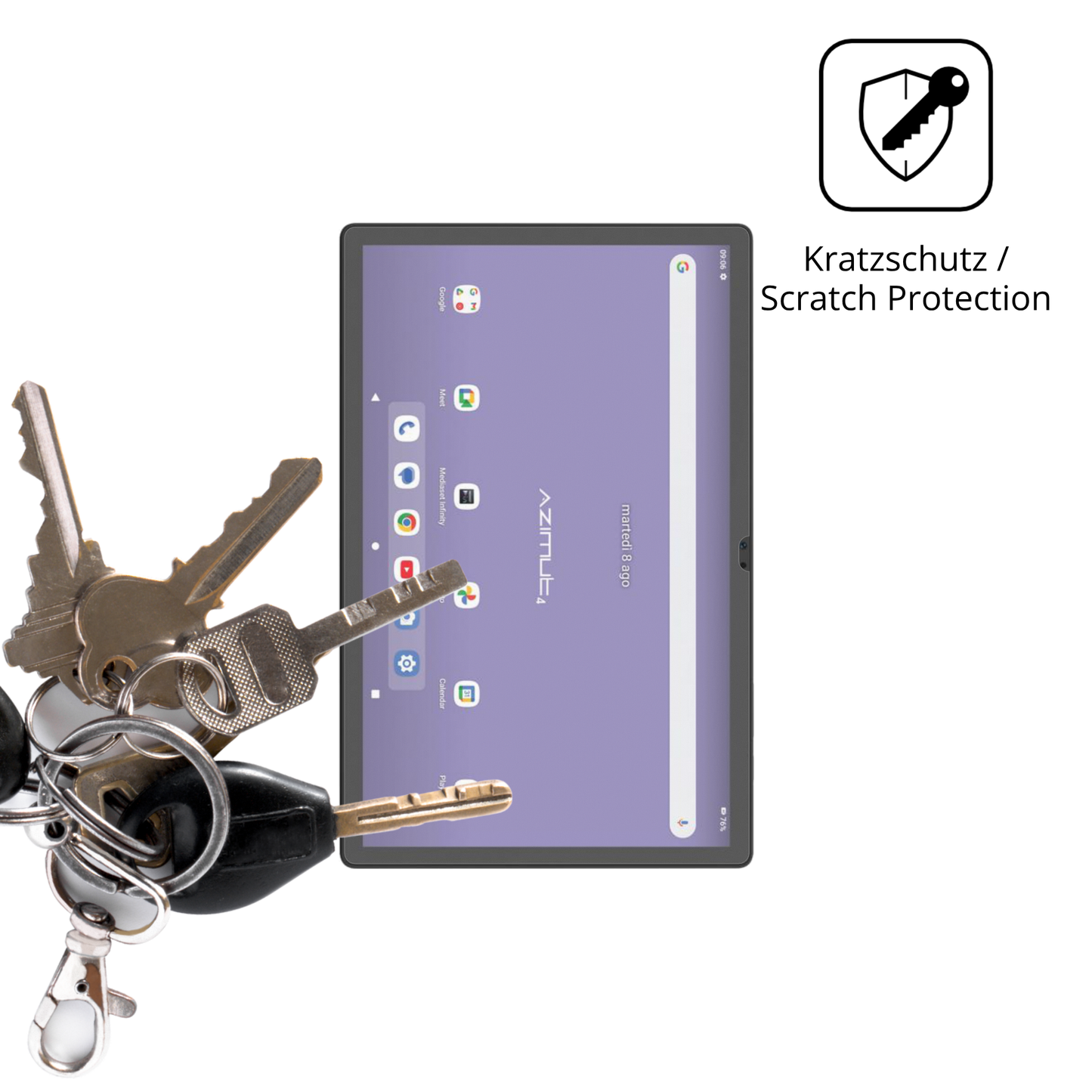 Schutz gegen Kratzer auf dem Mediacom SmartPad Azimut 4 Glas durch Schlüssel oder Ähnliches