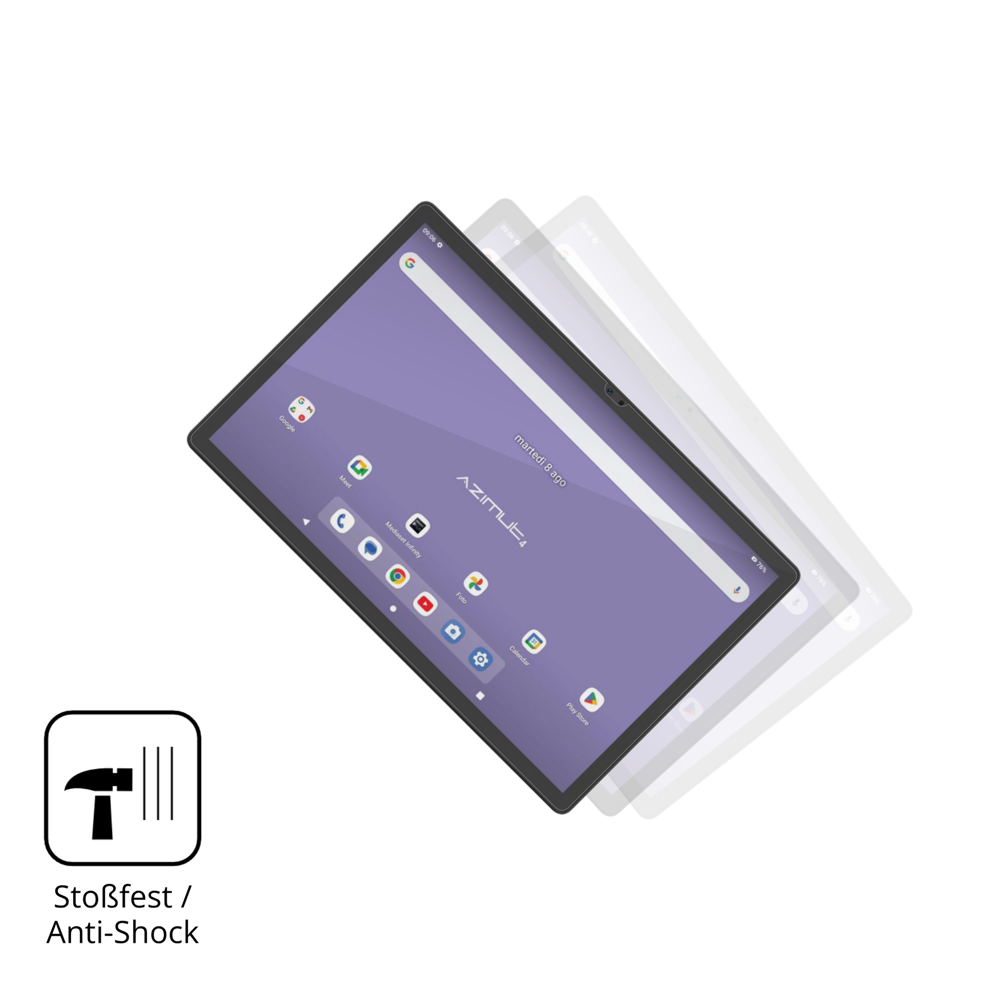 Schutz gegen Kratzer auf dem Mediacom SmartPad Azimut 4 Glas durch Schlüssel, Stöße gegen die Tischkante oder Stürze