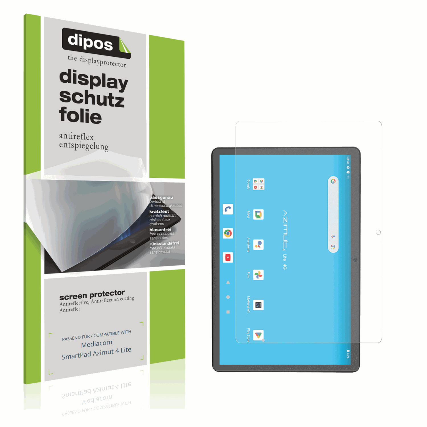 Matte Displayschutzfolie von dipos passend für Mediacom SmartPad Azimut 4 Lite, präziser Zuschnitt und blasenfrei montiert