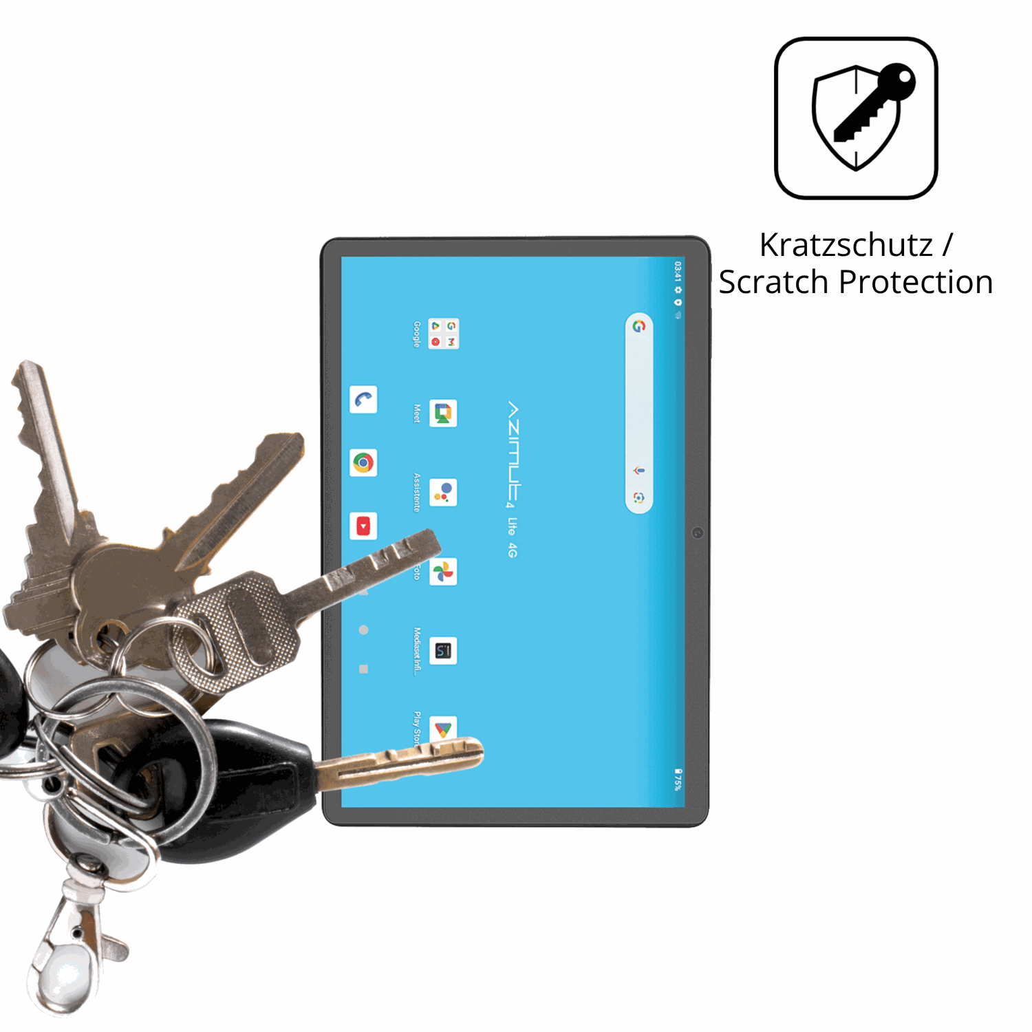 Schutz gegen Kratzer auf dem Mediacom SmartPad Azimut 4 Lite Glas durch Schlüssel oder Ähnliches