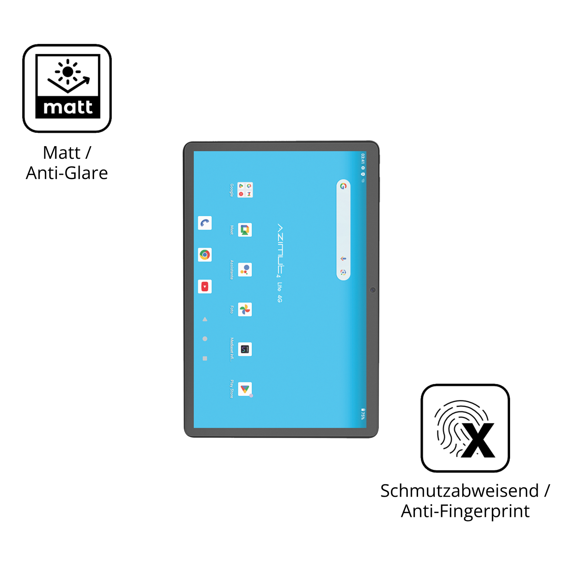 Dünne und entspiegelnde Folie passend zugeschnitten für Mediacom SmartPad Azimut 4 Lite