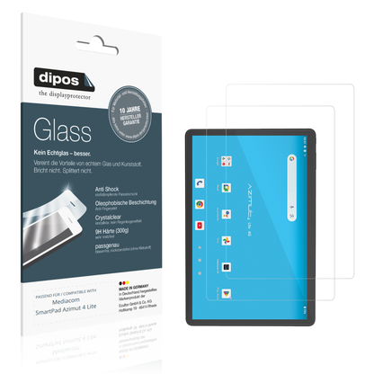 Klare Displayschutzfolie von dipos passend für Mediacom SmartPad Azimut 4 Lite, 9H kratzfest und blasenfrei montiert