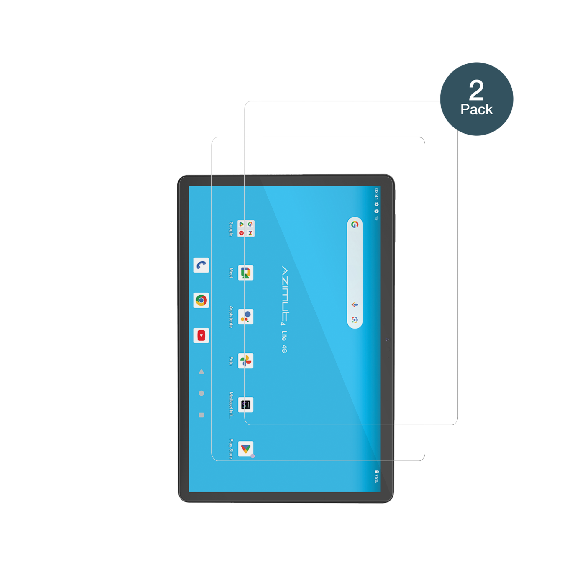 MediacomSmartPad Azimut 4 Lite mit aufgebrachter dipos Flex Schutzfolie, glasklare Darstellung ohne Einschränkungen