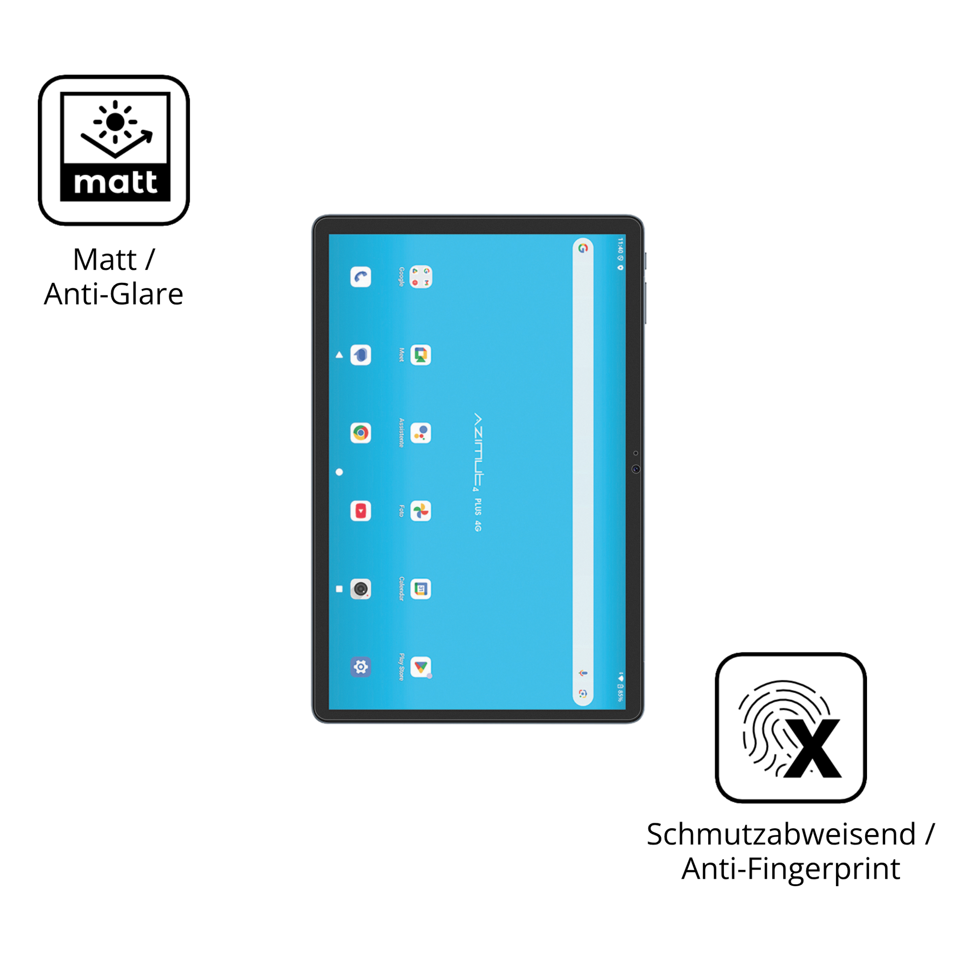 Dünne und entspiegelnde Folie passend zugeschnitten für Mediacom SmartPad Azimut 4 Plus