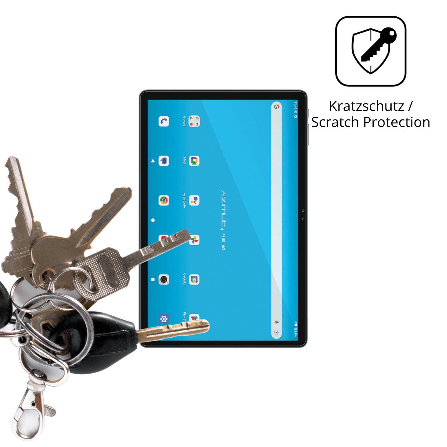 Schutz gegen Kratzer auf dem Mediacom SmartPad Azimut 4 Plus Glas durch Schlüssel oder Ähnliches