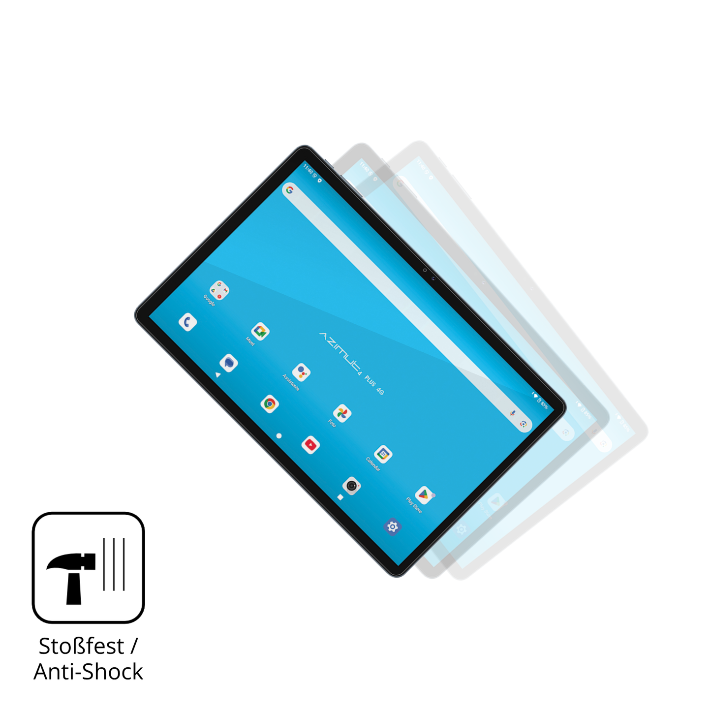 Schutz gegen Kratzer auf dem Mediacom SmartPad Azimut 4 Plus Glas durch Schlüssel, Stöße gegen die Tischkante oder Stürze