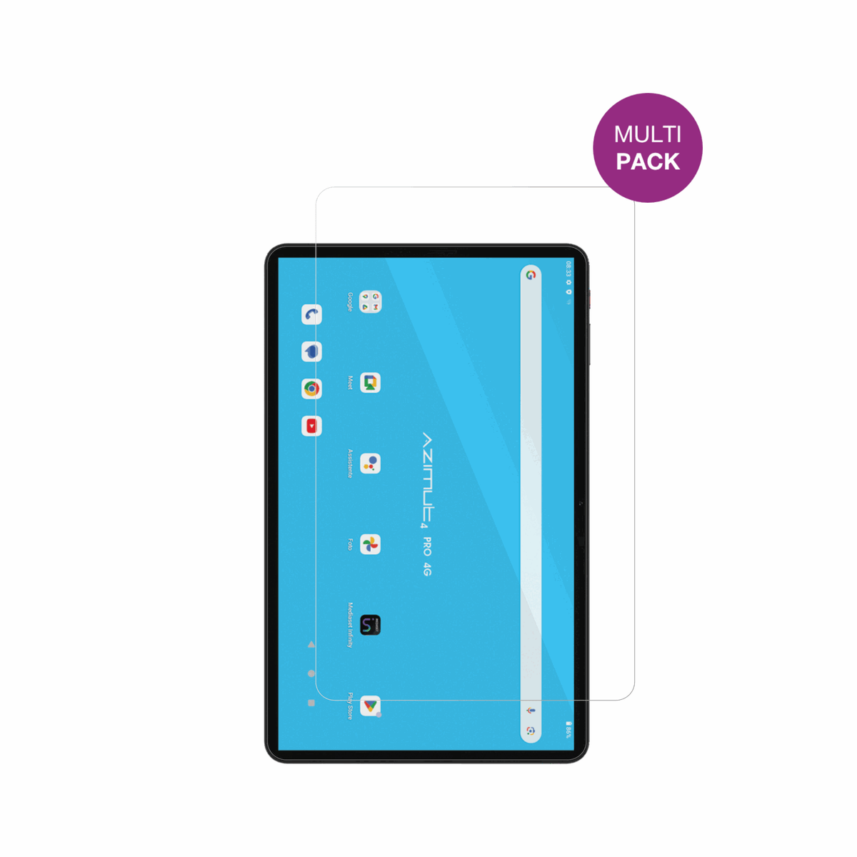 MediacomSmartPad Azimut 4 Pro mit aufgebrachter dipos Displayschutzfolie, glasklare Darstellung ohne Einschränkungen