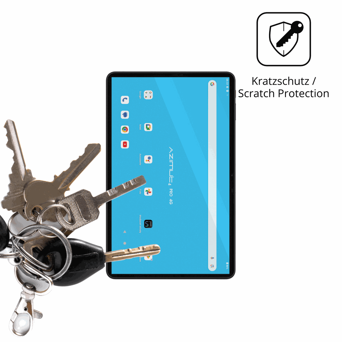 Schutz gegen Kratzer auf dem Mediacom SmartPad Azimut 4 Pro Glas durch Schlüssel oder Ähnliches
